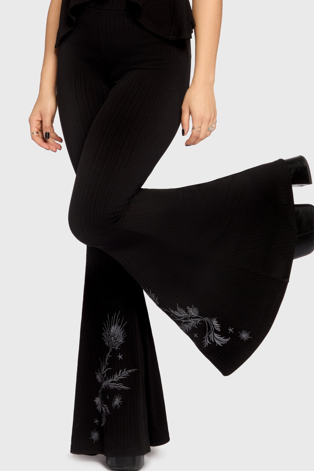 Thistina Embroidered Flares Killstar