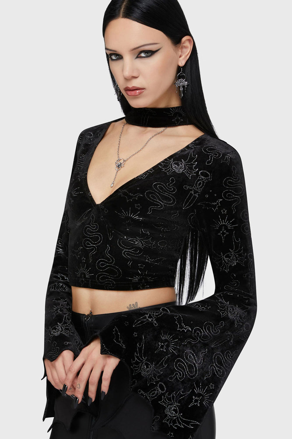 Yours Cruelly Bat Sleeve Top Killstar