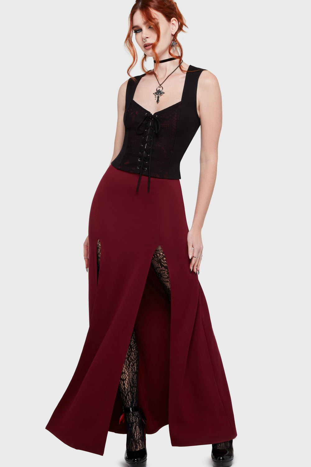 Crimson Bite Maxi Skirt Killstar