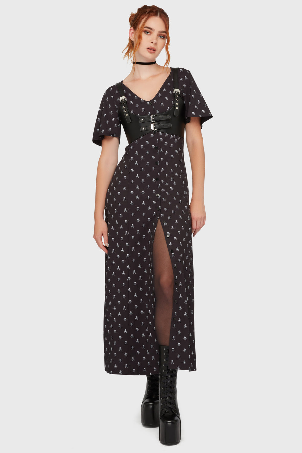 Boneyard Club Short Sleeve Maxi Dress Killstar