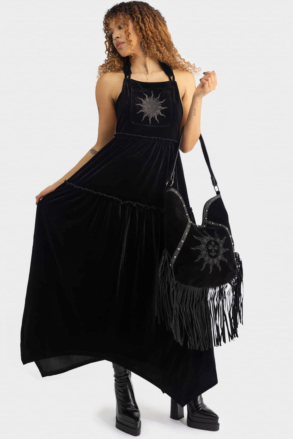 Ascended Maxi Pinafore Dress Killstar