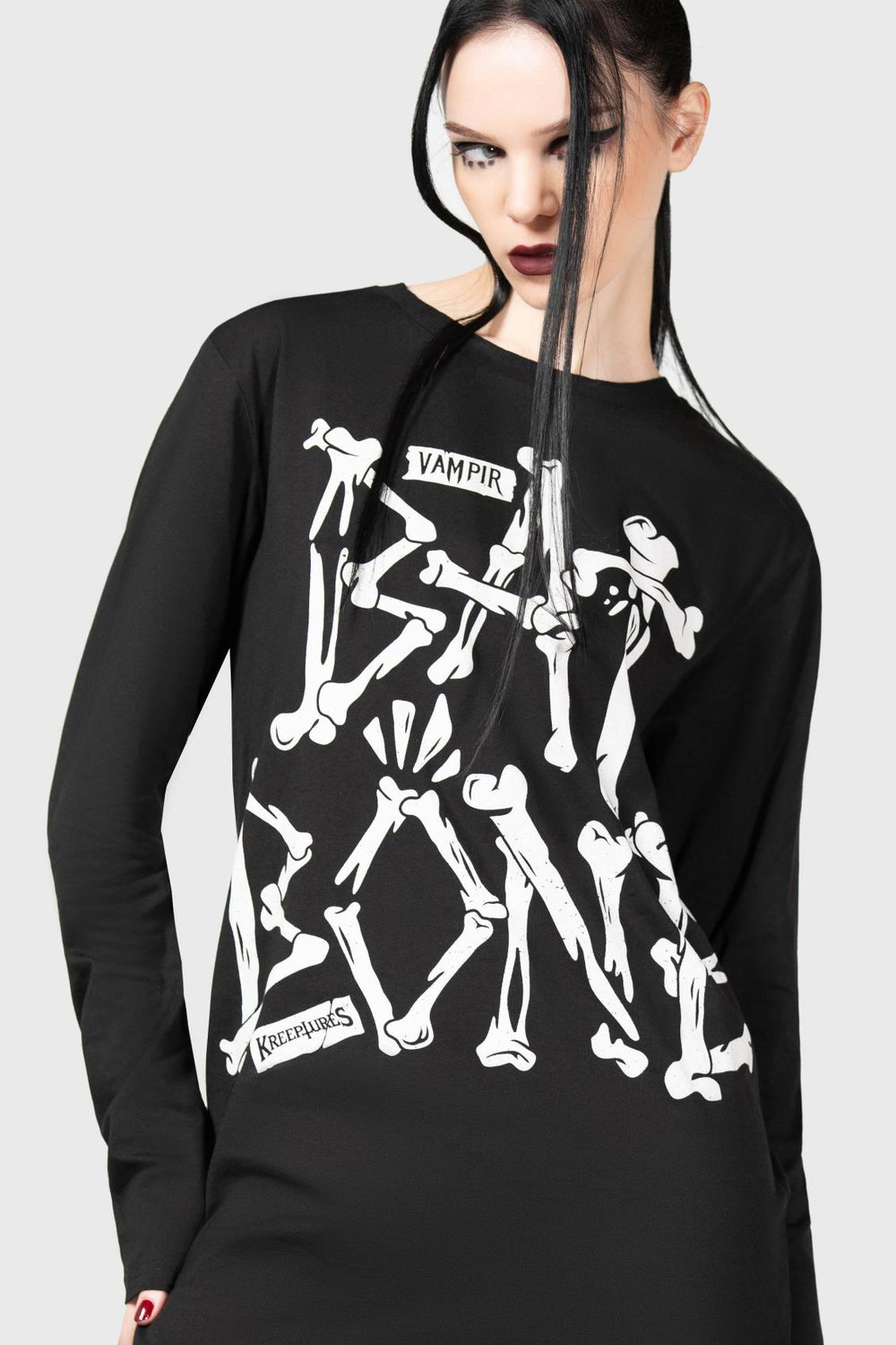 Men Graphic Tops | Killstar Batbone Long Sleeve Top