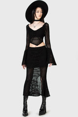 Women Maxi Skirts | Killstar Widows Prey Knit Skirt