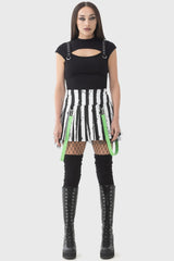 Women Mini Skirts | Killstar Distressed Stripe Pleated Mini-Skirt