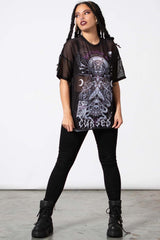 Women T-Shirts & Vests | Killstar Cursed Mesh Boyfriend Top