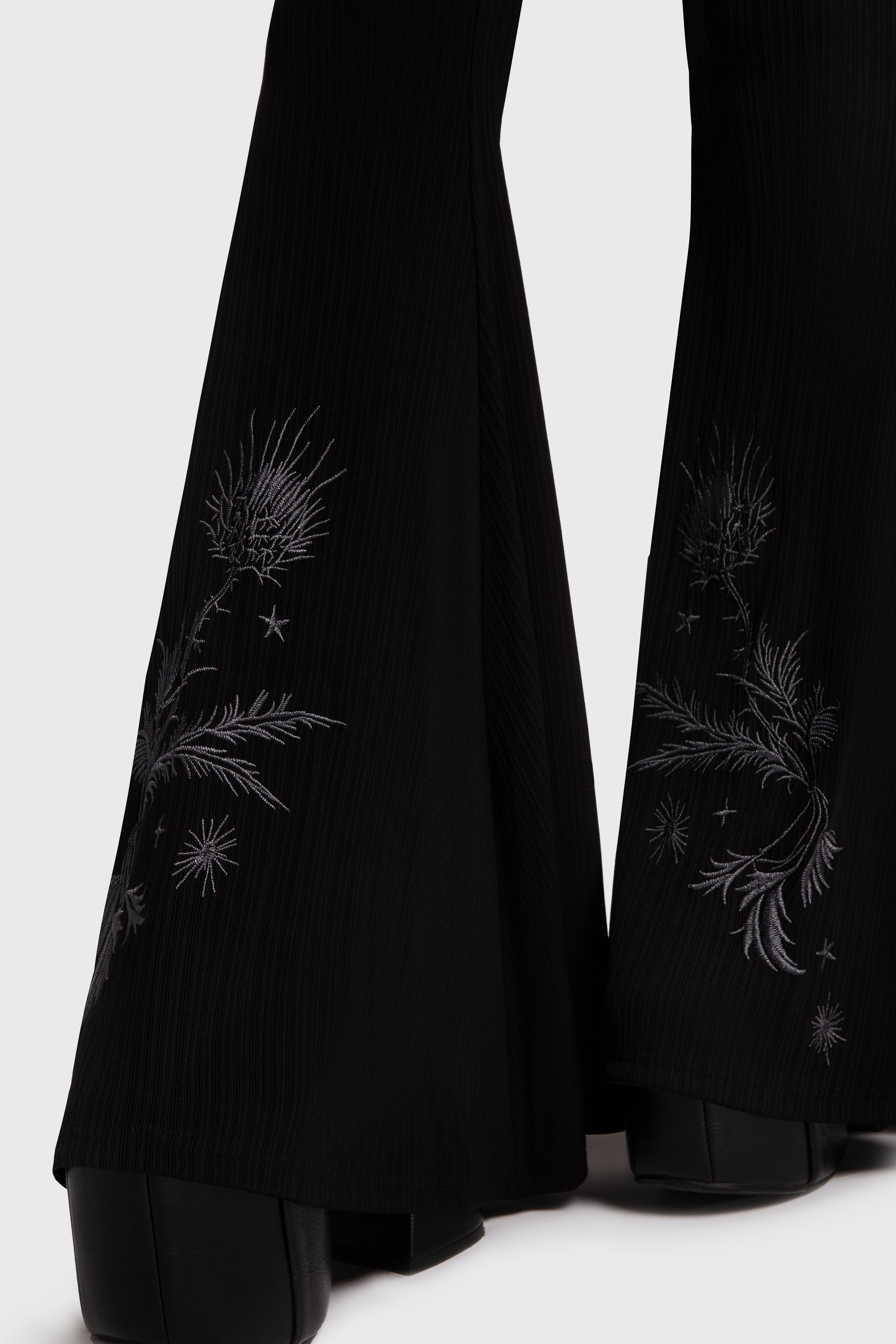 Thistina Embroidered Flares Killstar