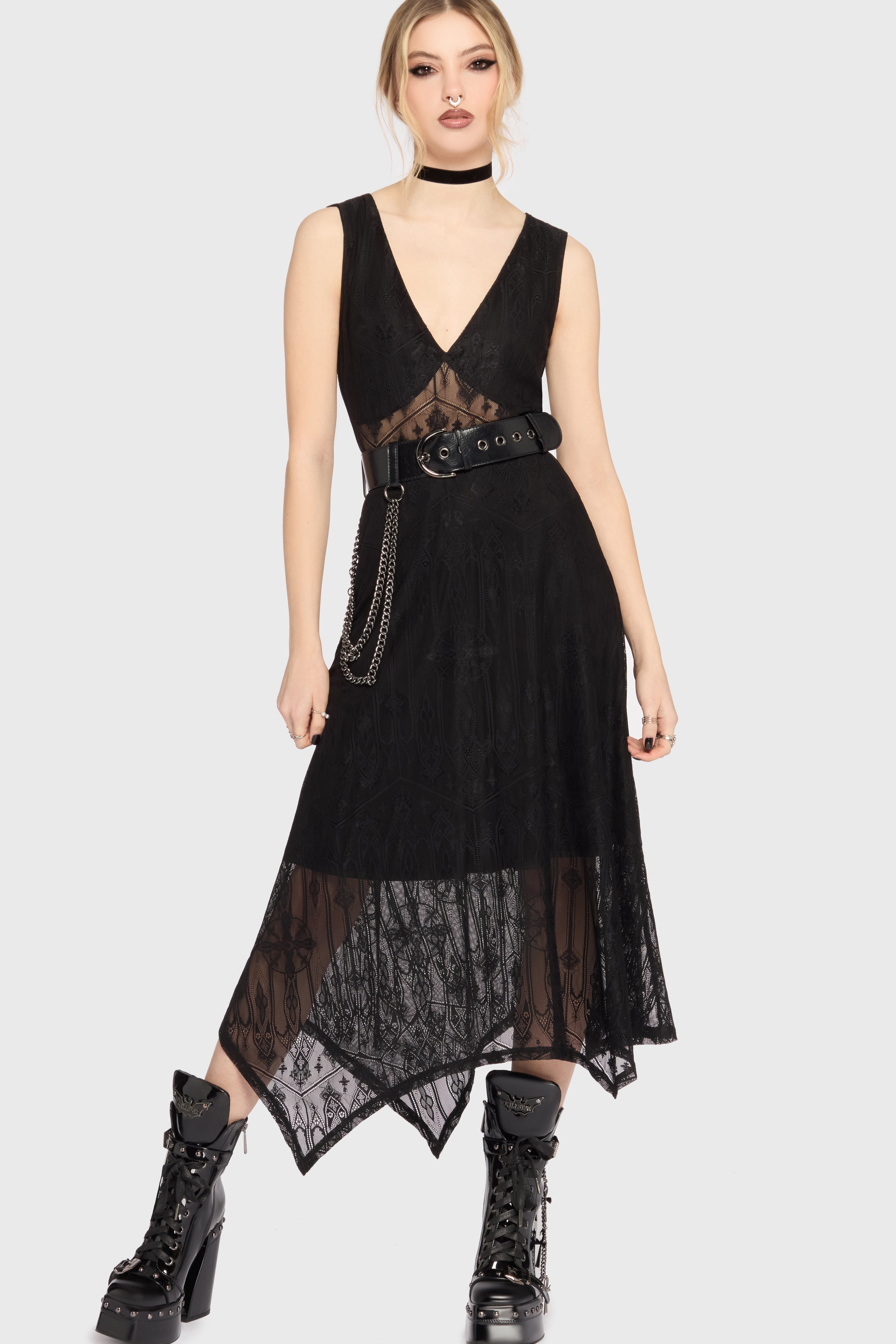 Vesper Wraith Midi Dress Killstar