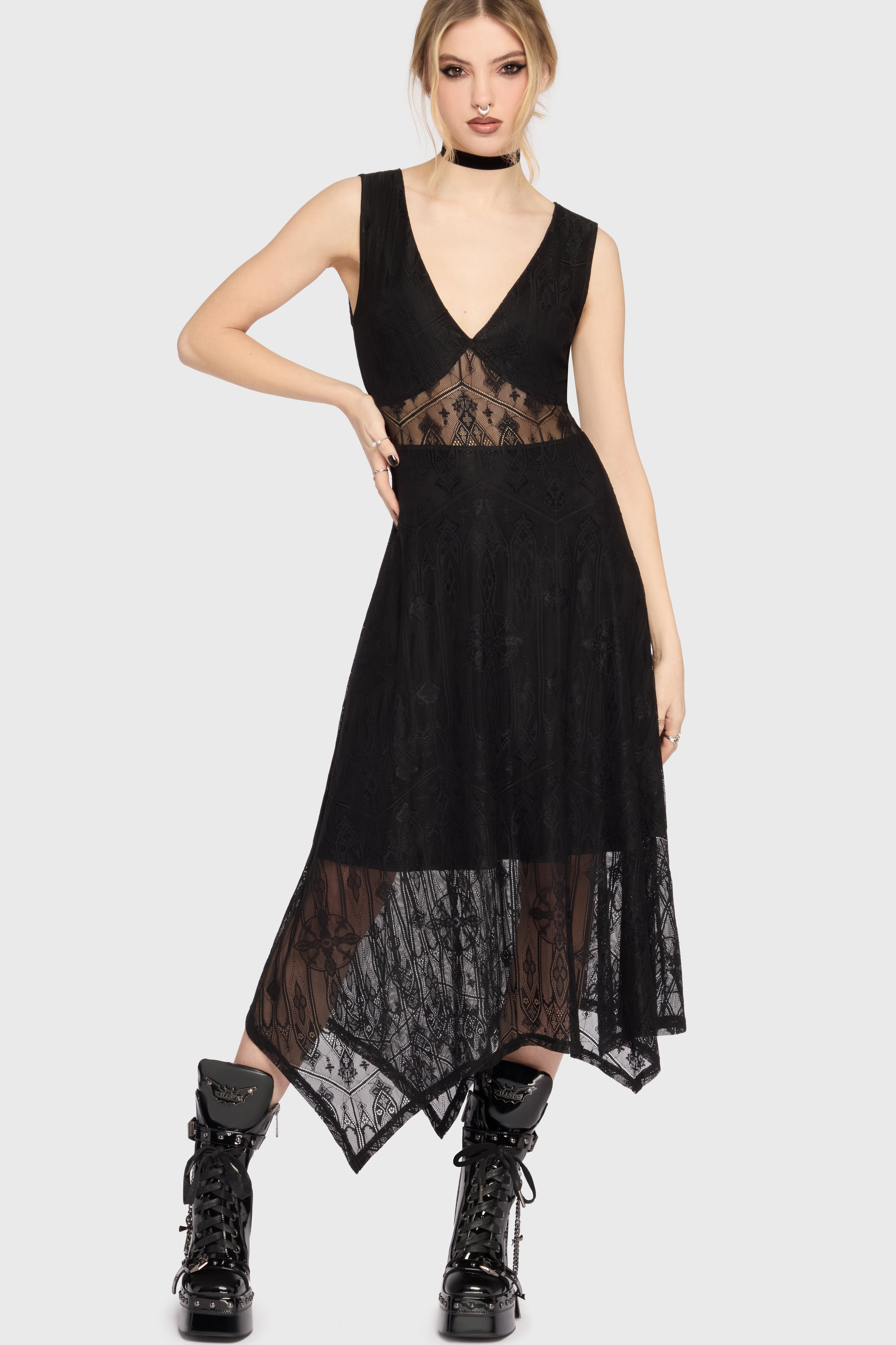 Vesper Wraith Midi Dress Killstar