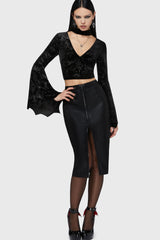 Yours Cruelly Bat Sleeve Top Killstar