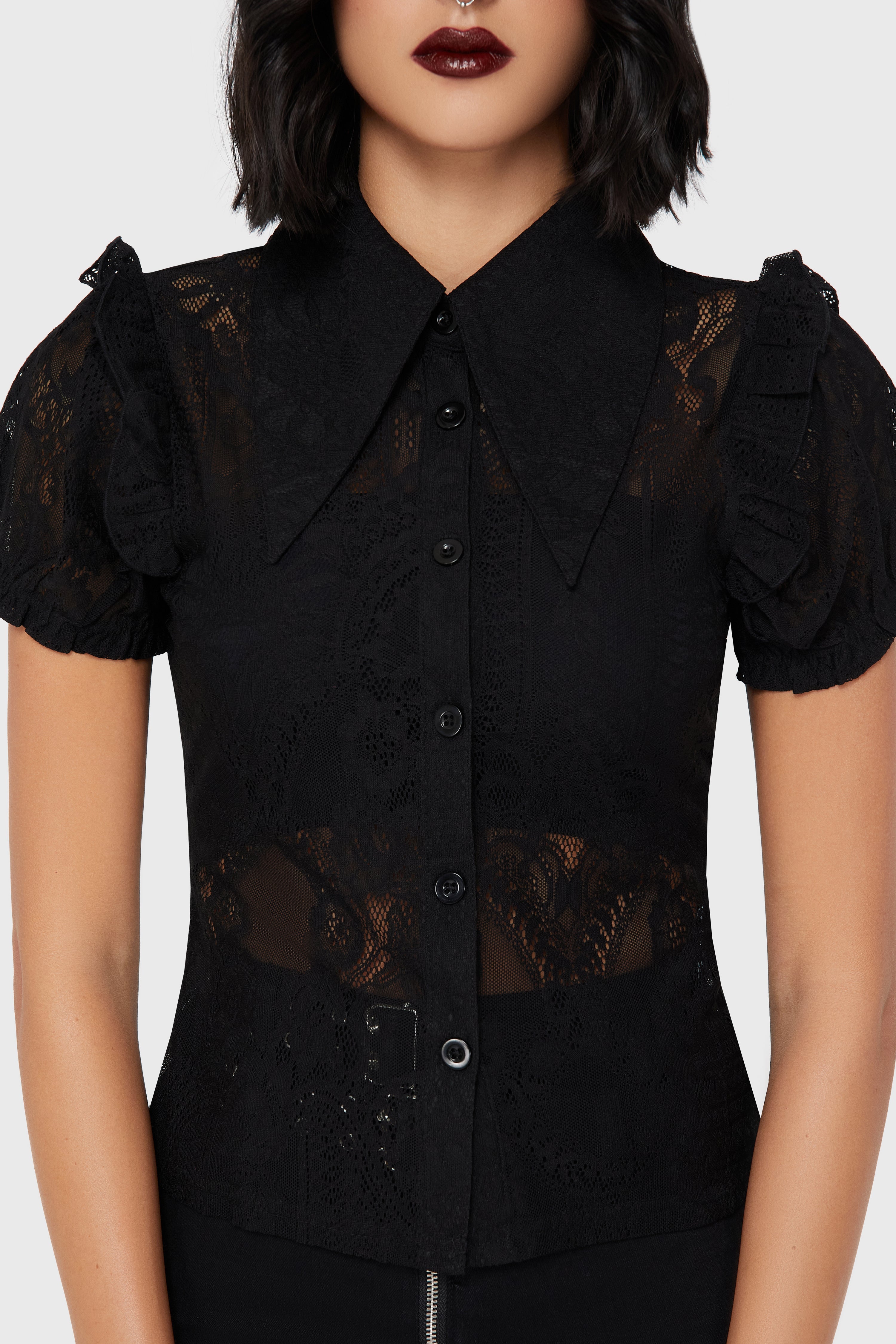 Vexina Lace Collar Blouse Killstar