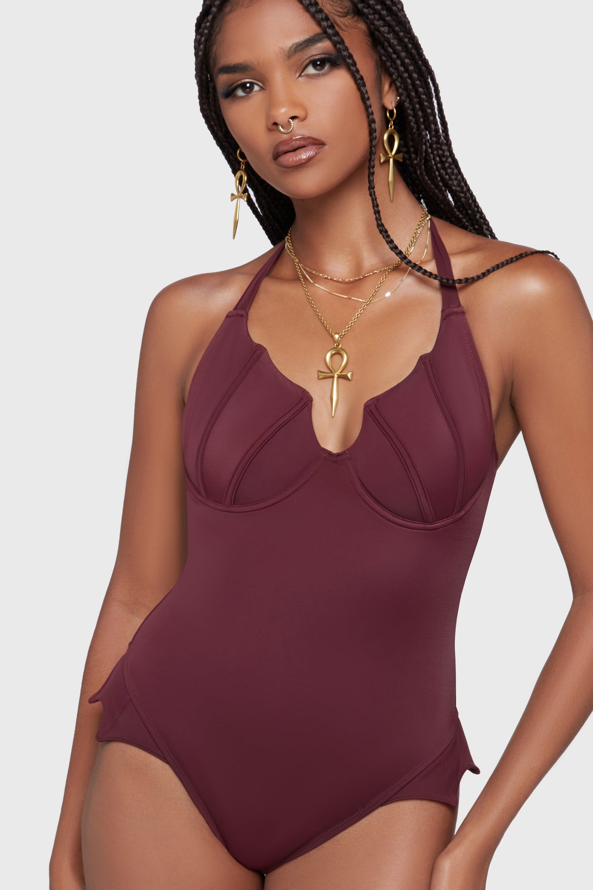 Sonar Splash Swimsuit [Burgundy] Killstar