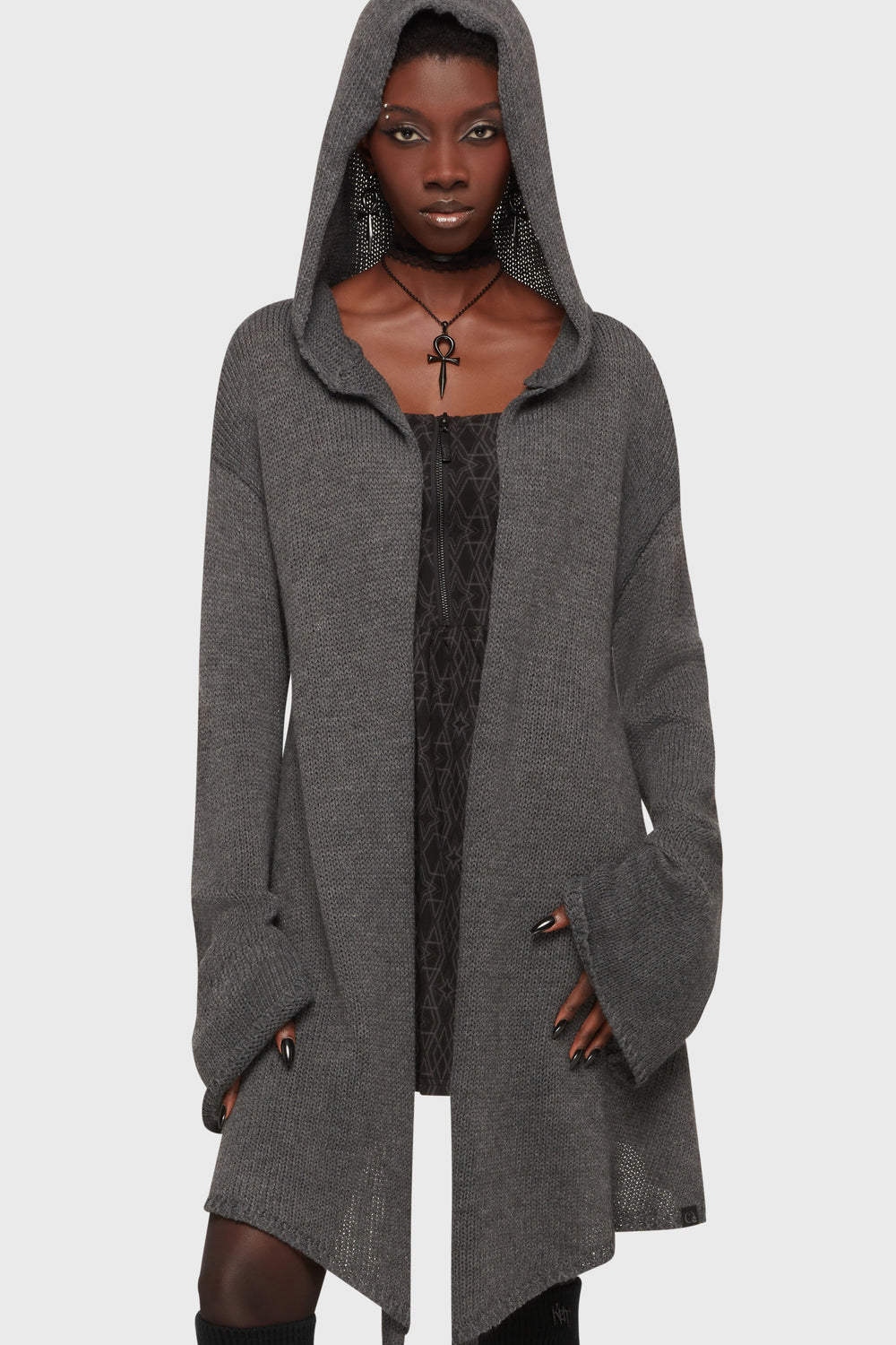 Forget Wishing Knit Cardigan [Grey] Killstar