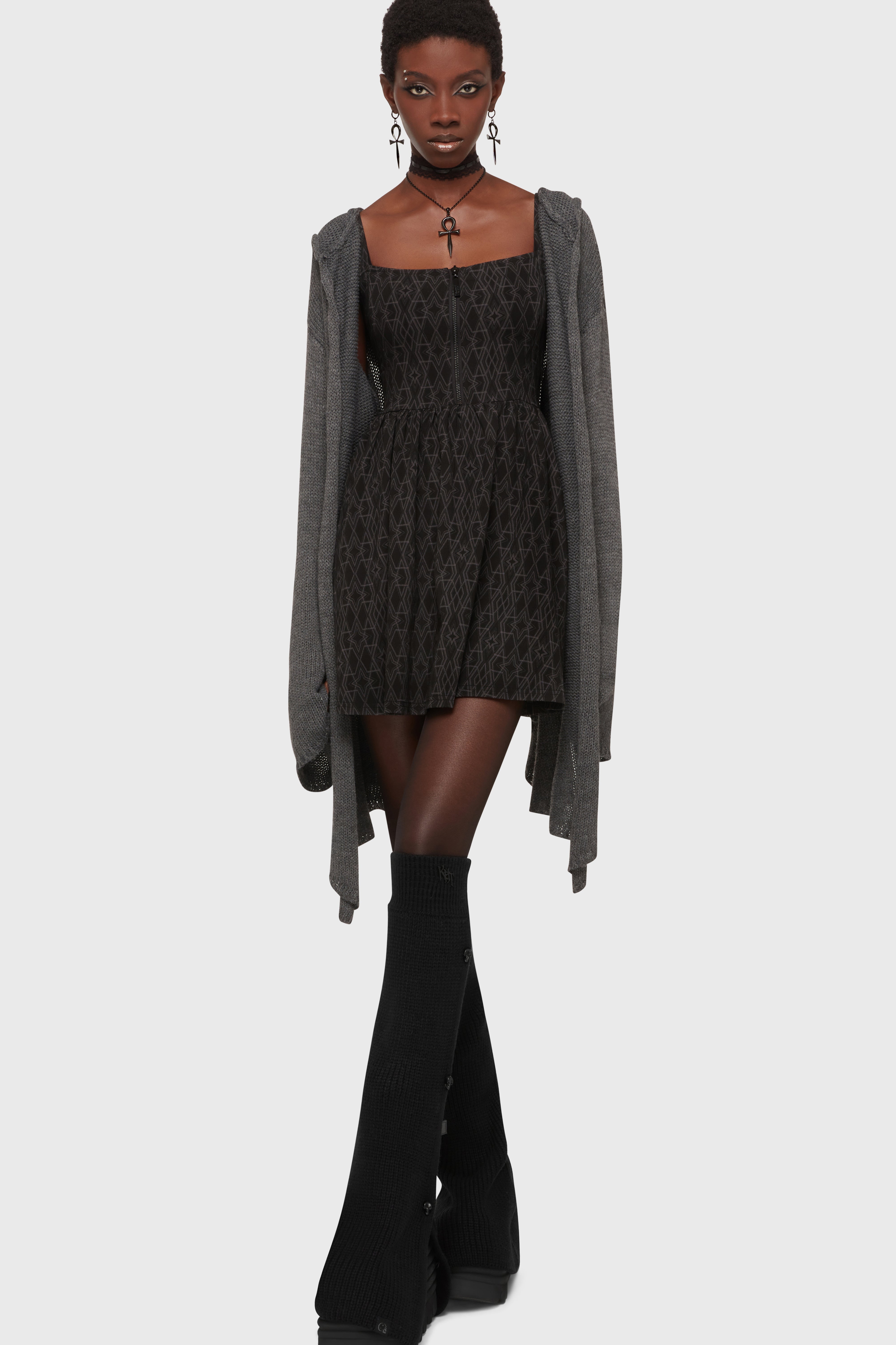 Forget Wishing Knit Cardigan [Grey] Killstar