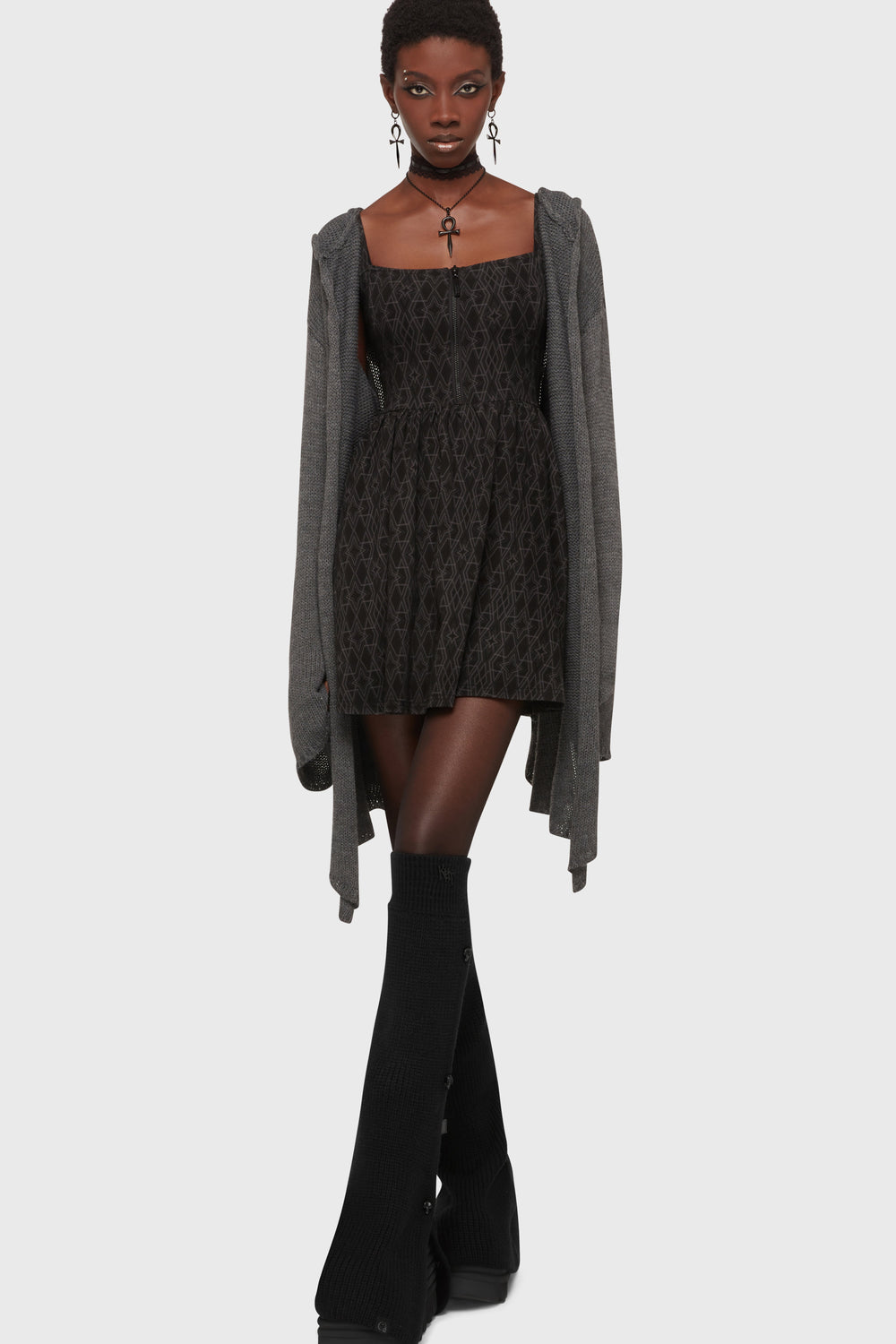 Forget Wishing Knit Cardigan [Grey] Killstar