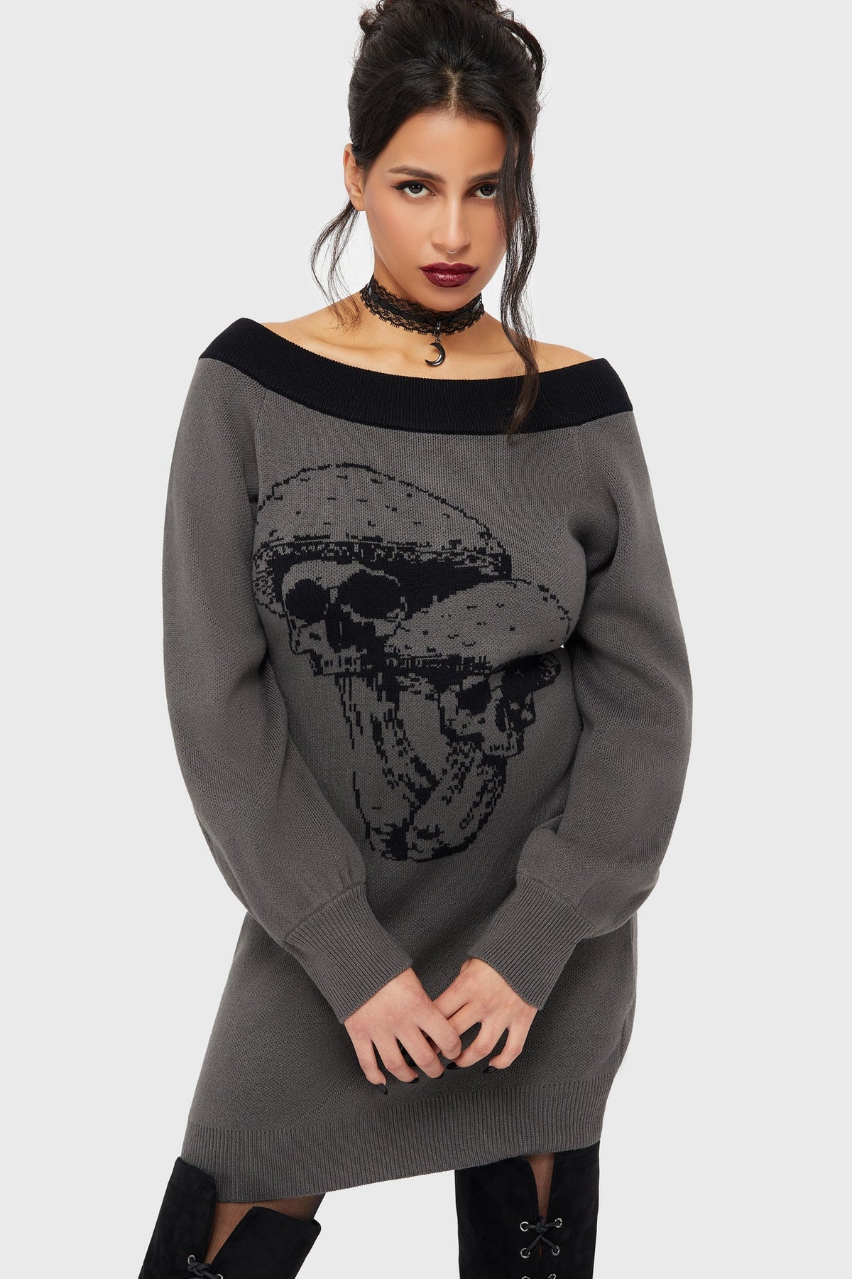 Skullcap Sweater Dress Killstar