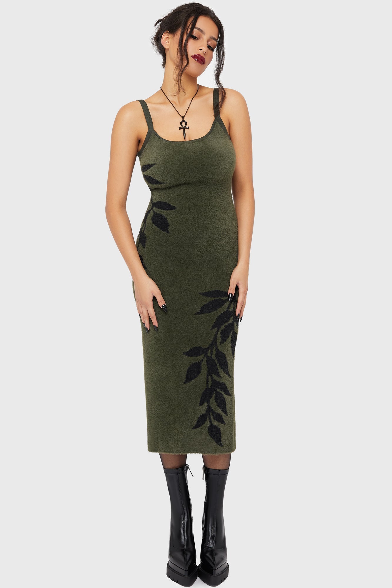 Grim Ferns Midi Dress Killstar