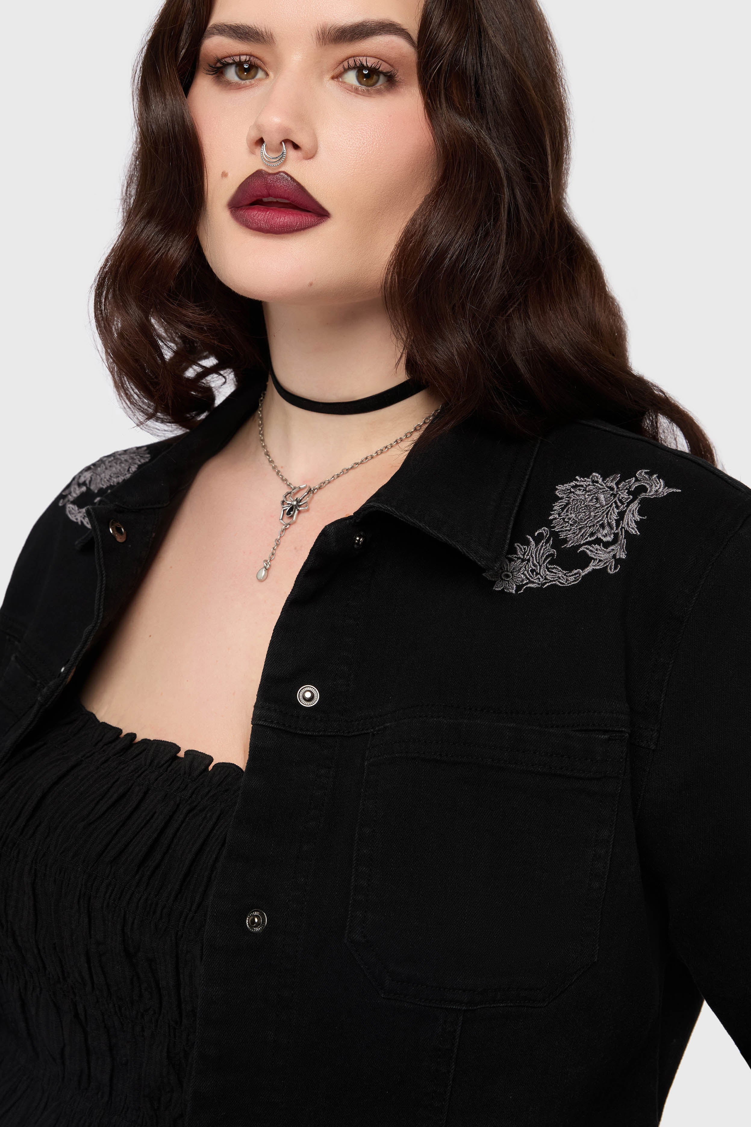 Gaia Adorned Embroidered Jacket Killstar