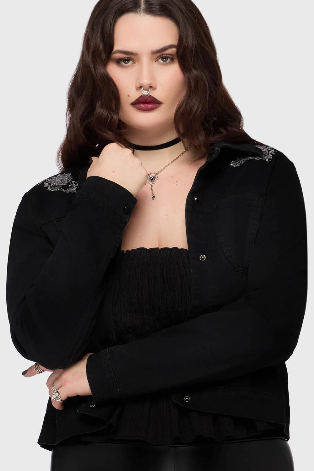 Gaia Adorned Embroidered Jacket Killstar