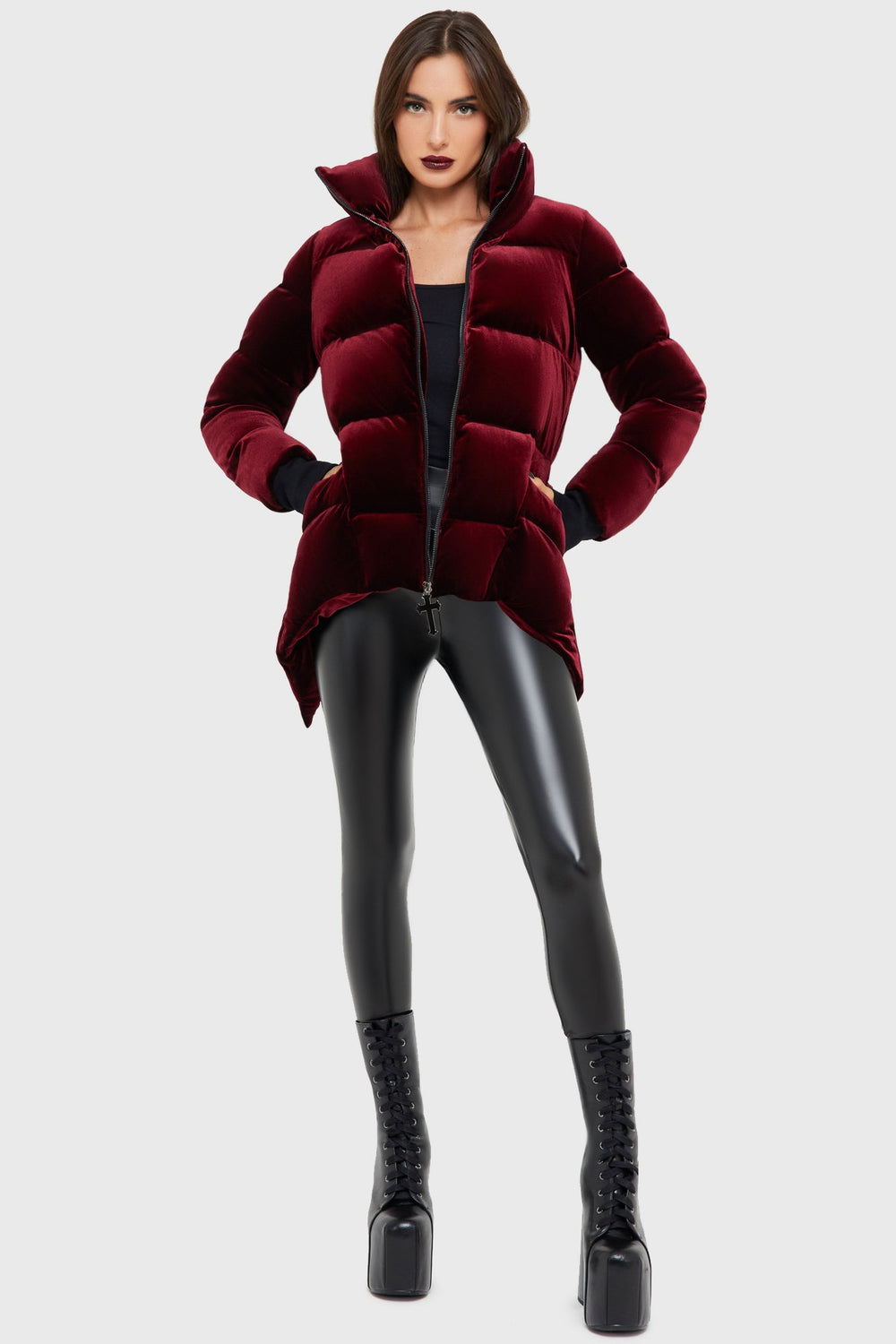 Deadliest Nightvelvet Puffer Coat [RED] Killstar