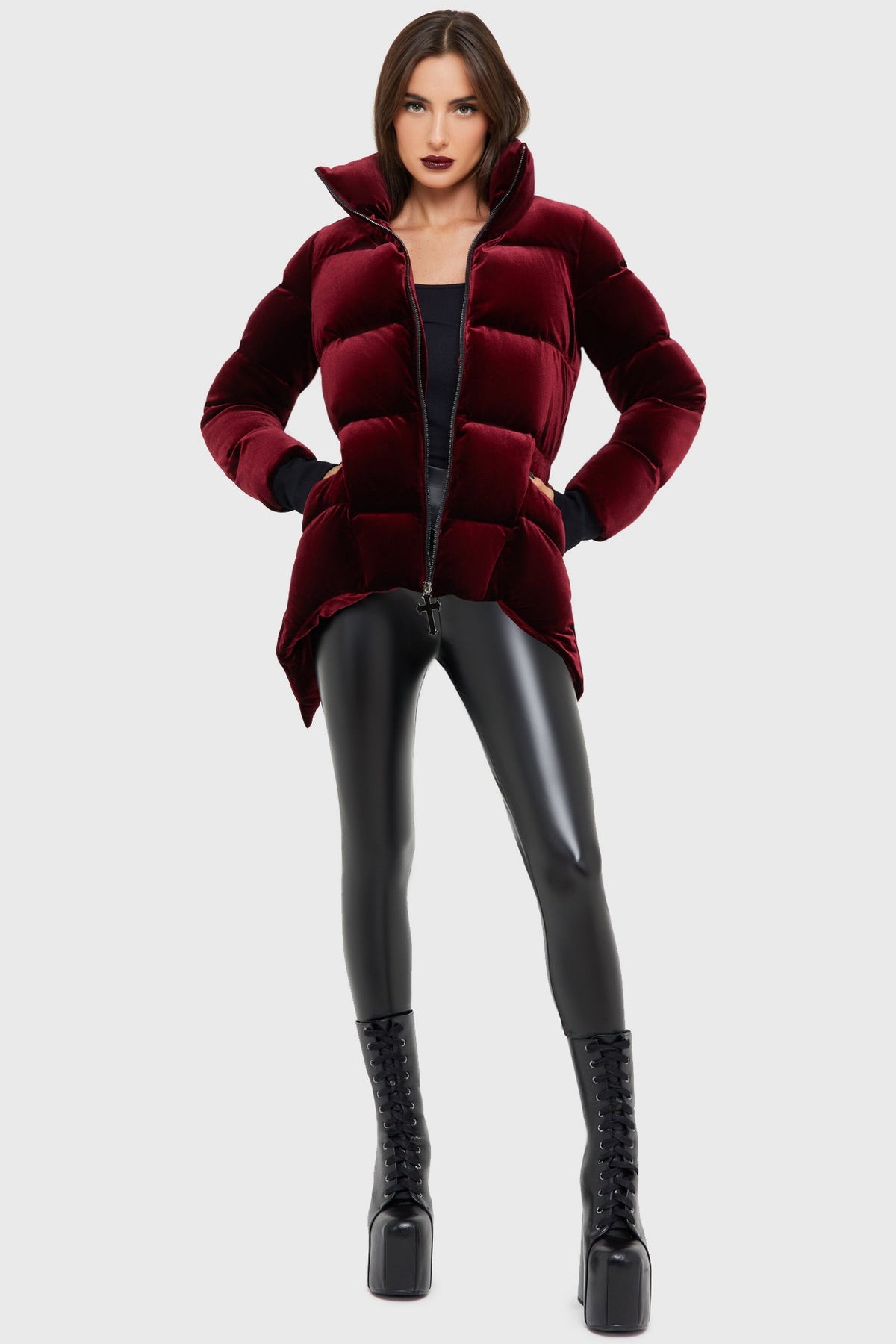 Deadliest Nightvelvet Puffer Coat [RED] Killstar