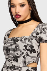 Venomous Rose Puffed Sleeve Corset Top Killstar