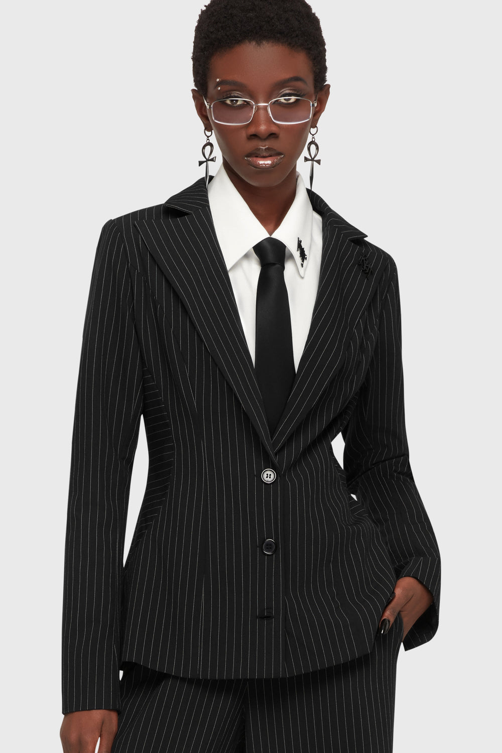 Oblivienne Jacket [Black Pinstripe] Killstar