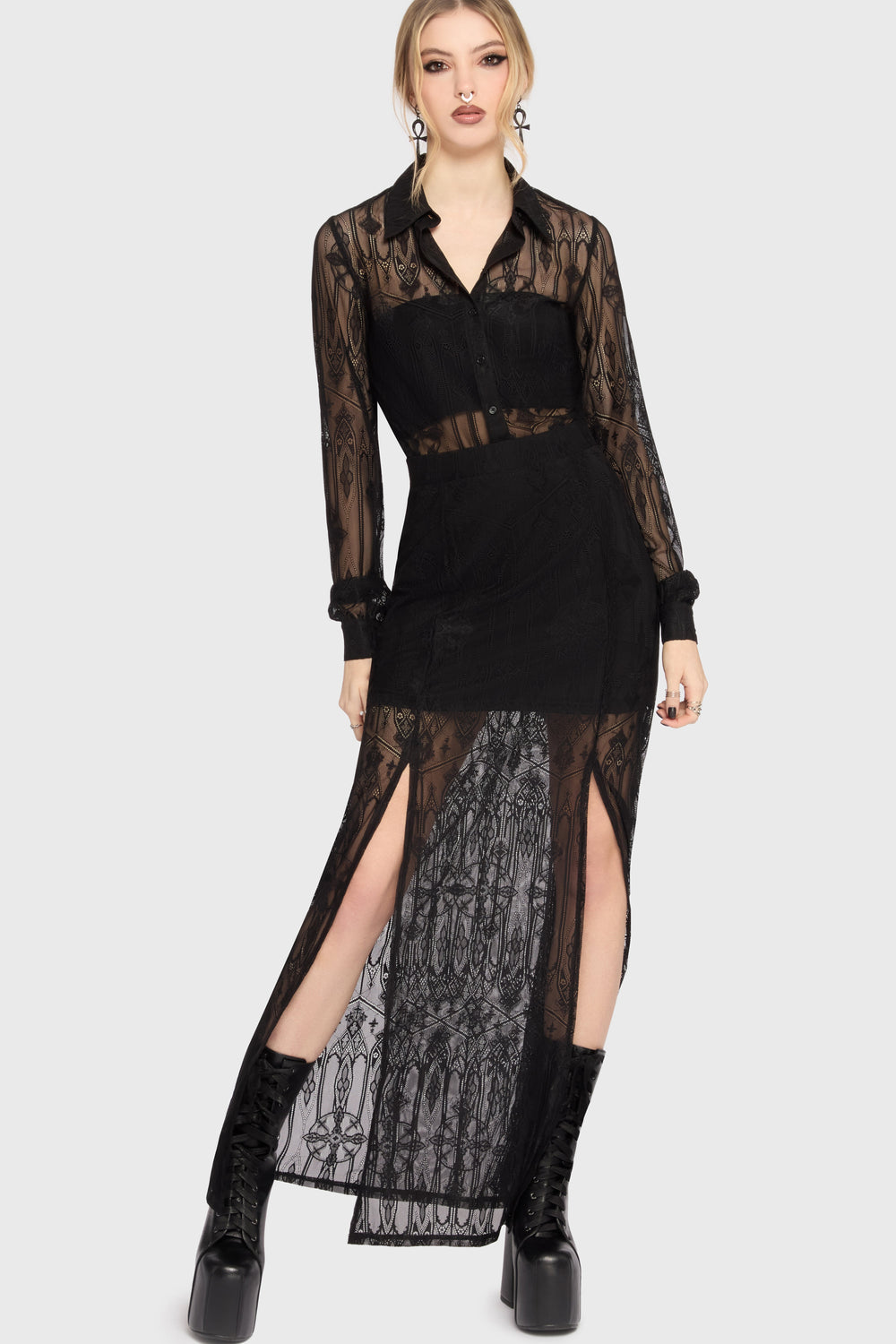 Transept Maxi Skirt Killstar