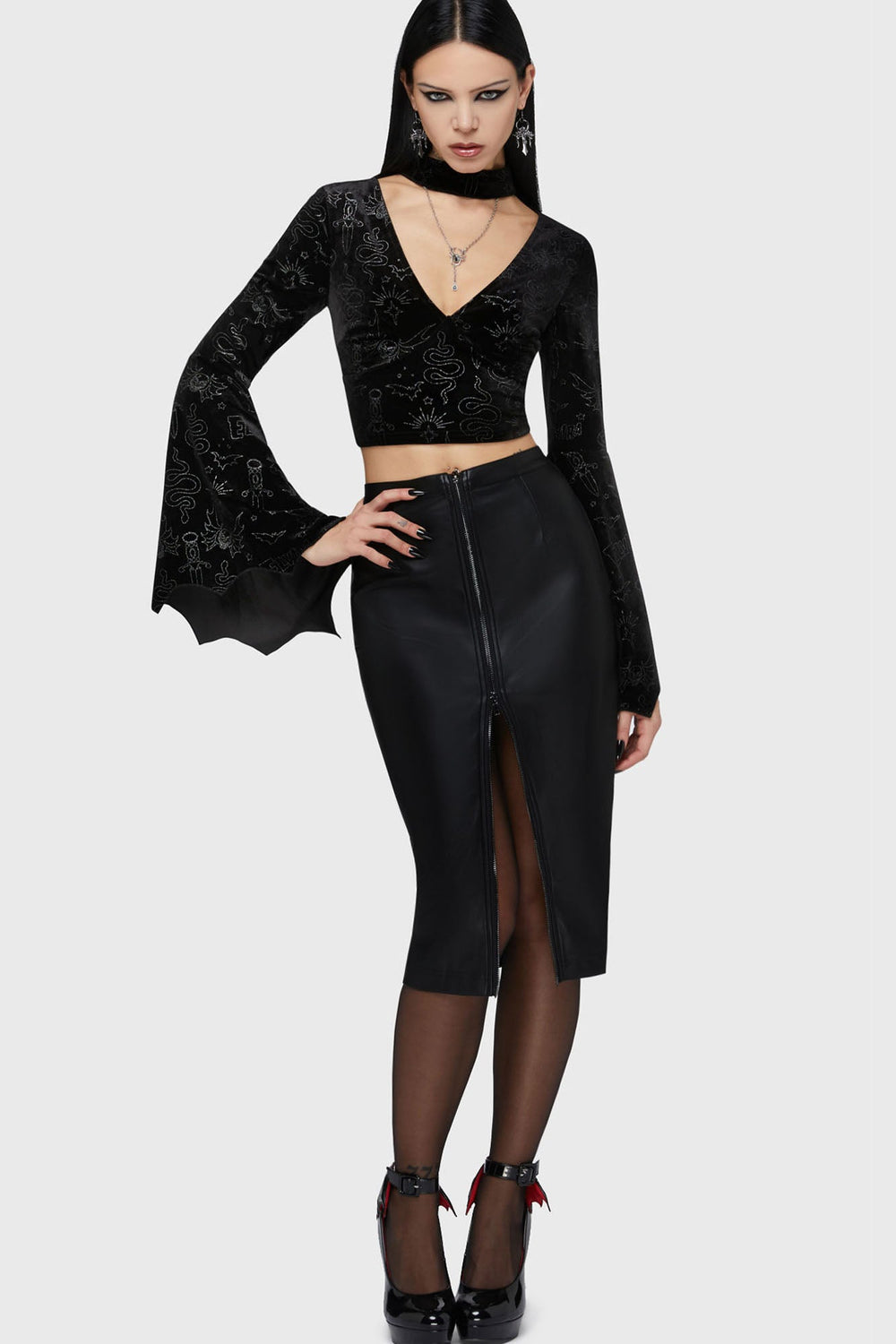 Yours Cruelly Bat Sleeve Top Killstar