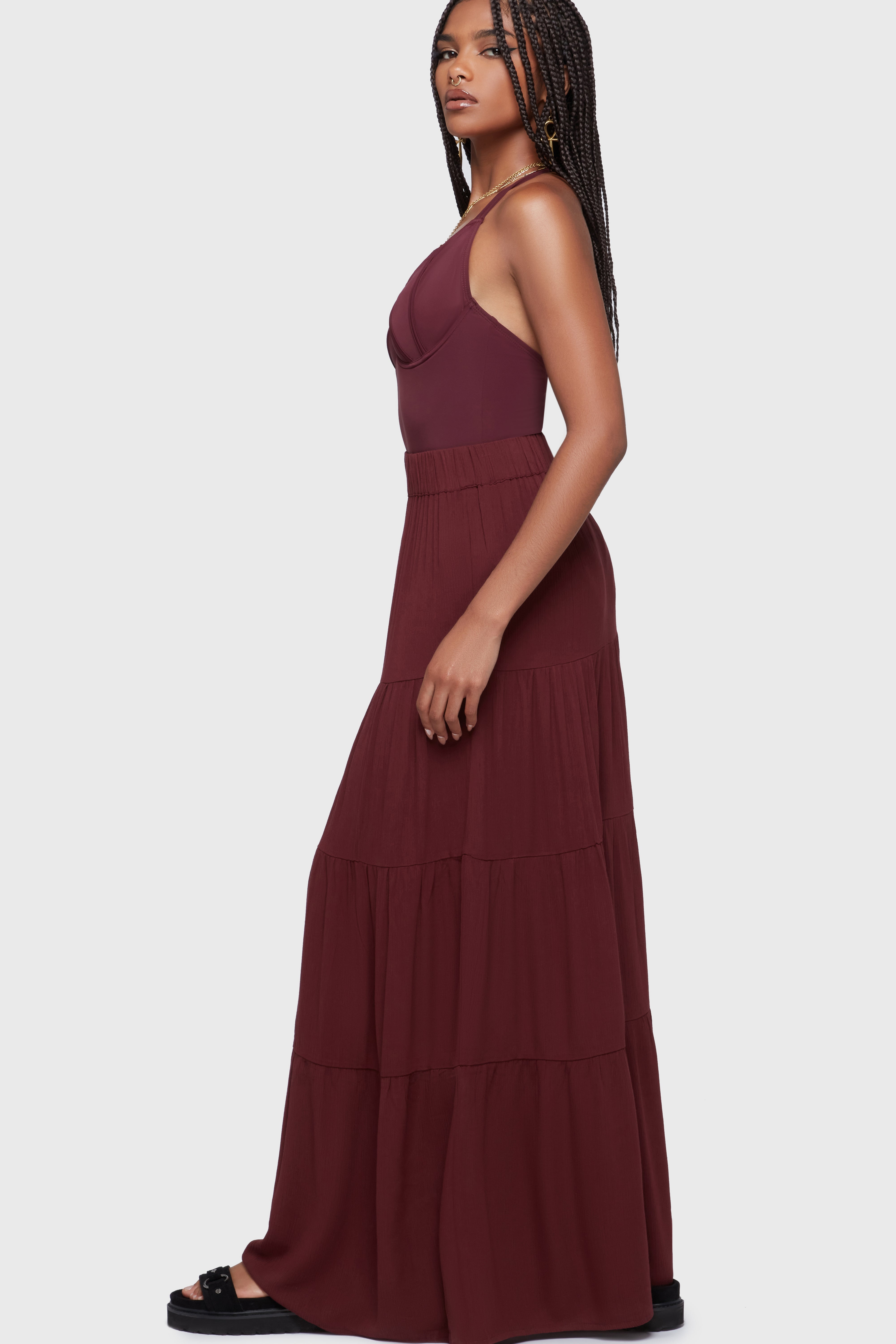 Thursday's Woe Maxi Skirt [Burgundy] Killstar