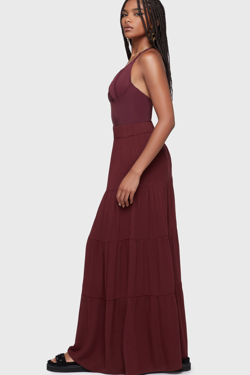 Thursday's Woe Maxi Skirt [Burgundy] Killstar