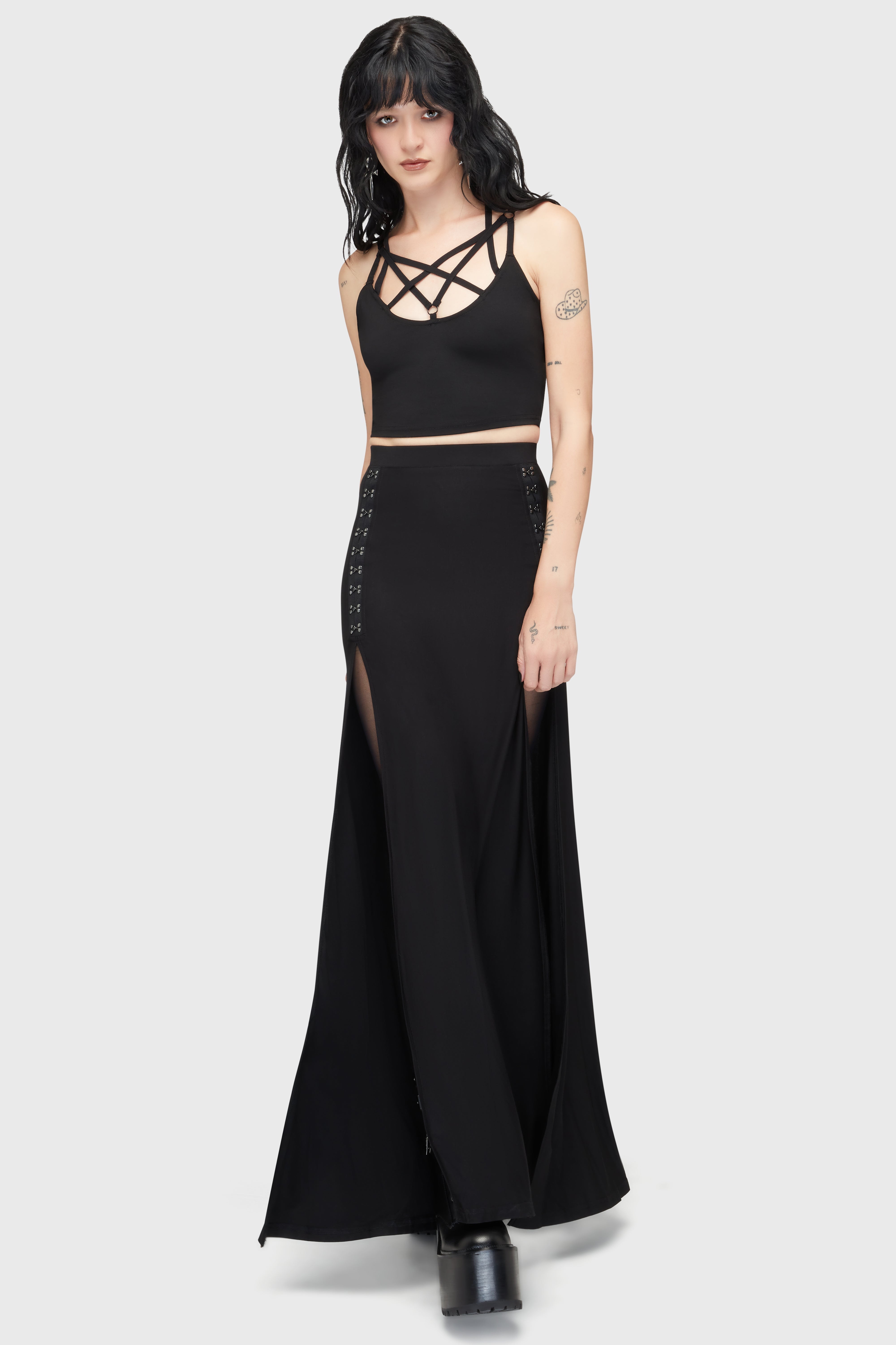 Snarl Maxi Skirt Killstar