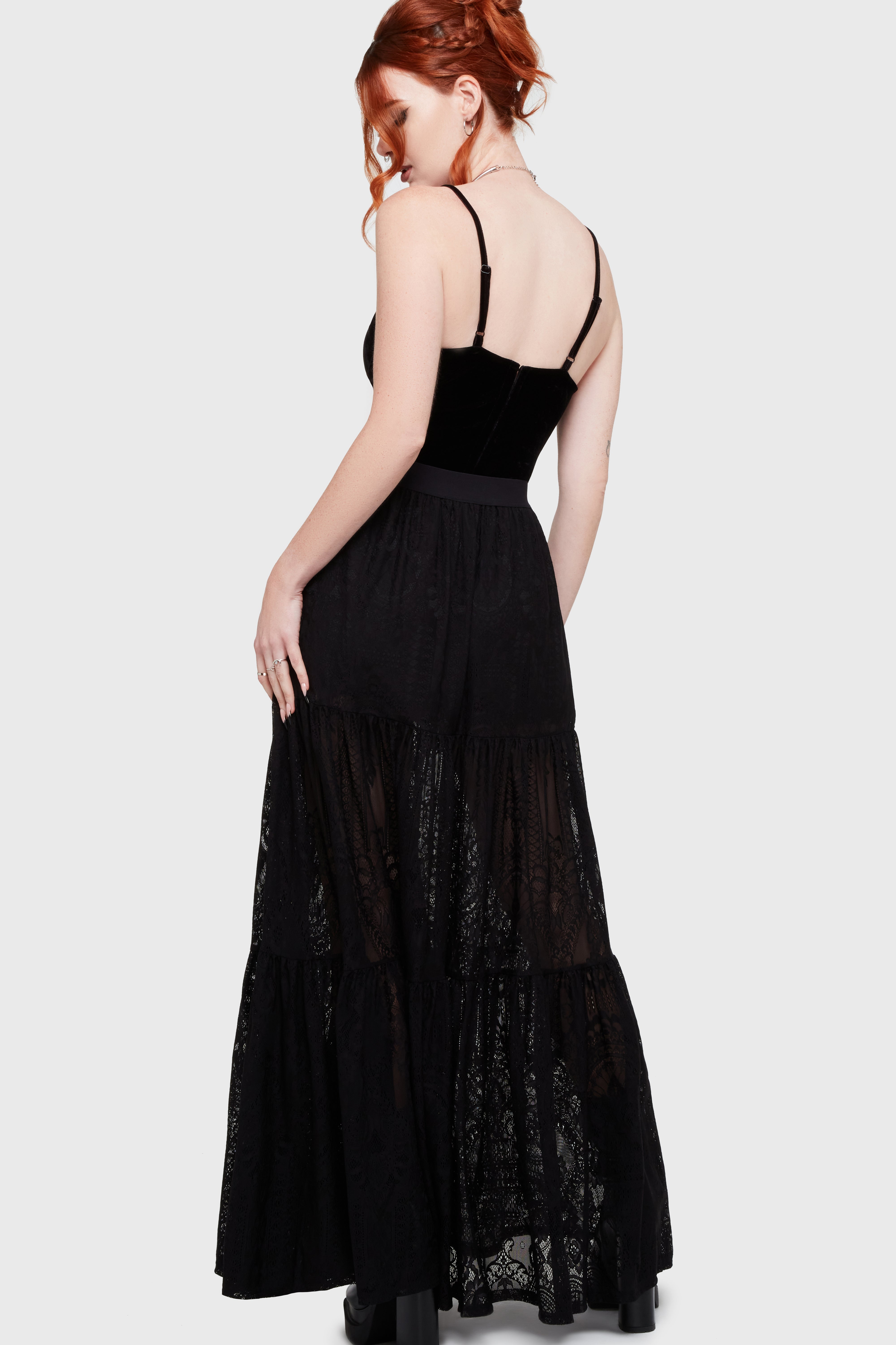 Kiss Of Night Maxi Skirt Killstar