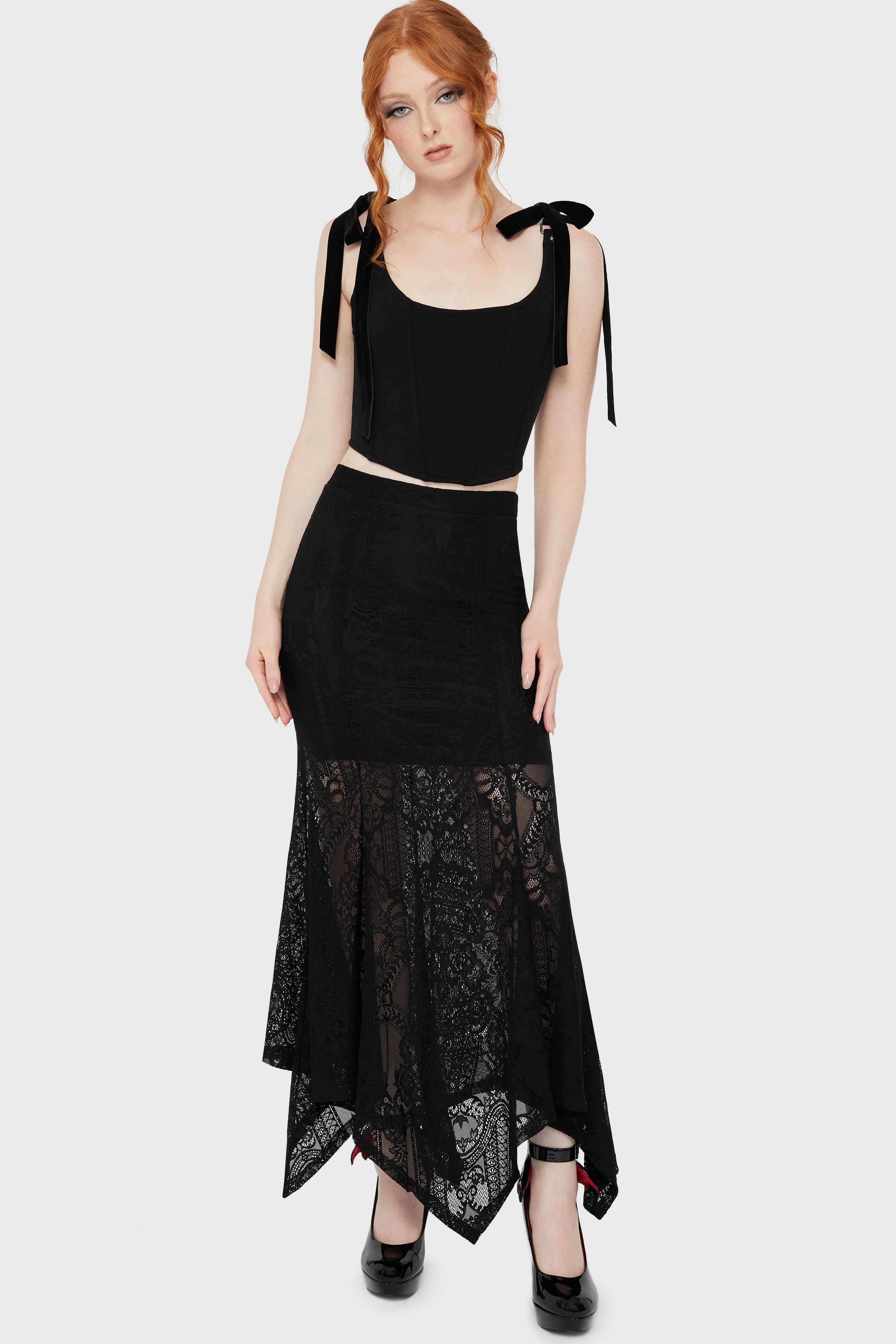 Belladonna Lace Maxi Skirt [Black] Killstar