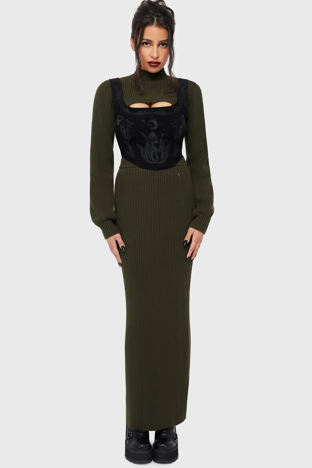 Belinda's Woe Maxi Skirt [Khaki] Killstar