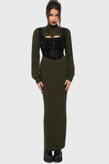 Belinda's Woe Maxi Skirt [Khaki] Killstar