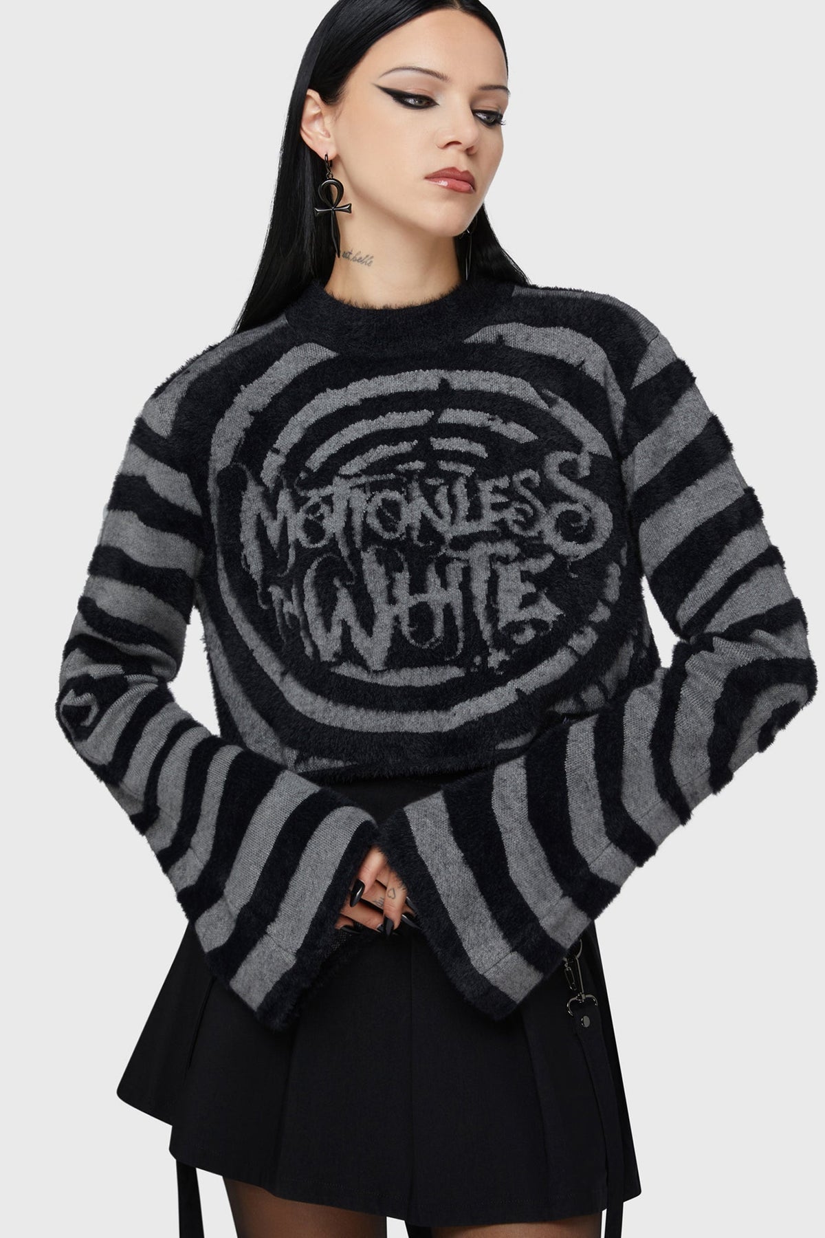 Voices Spiral Crop Sweater Killstar