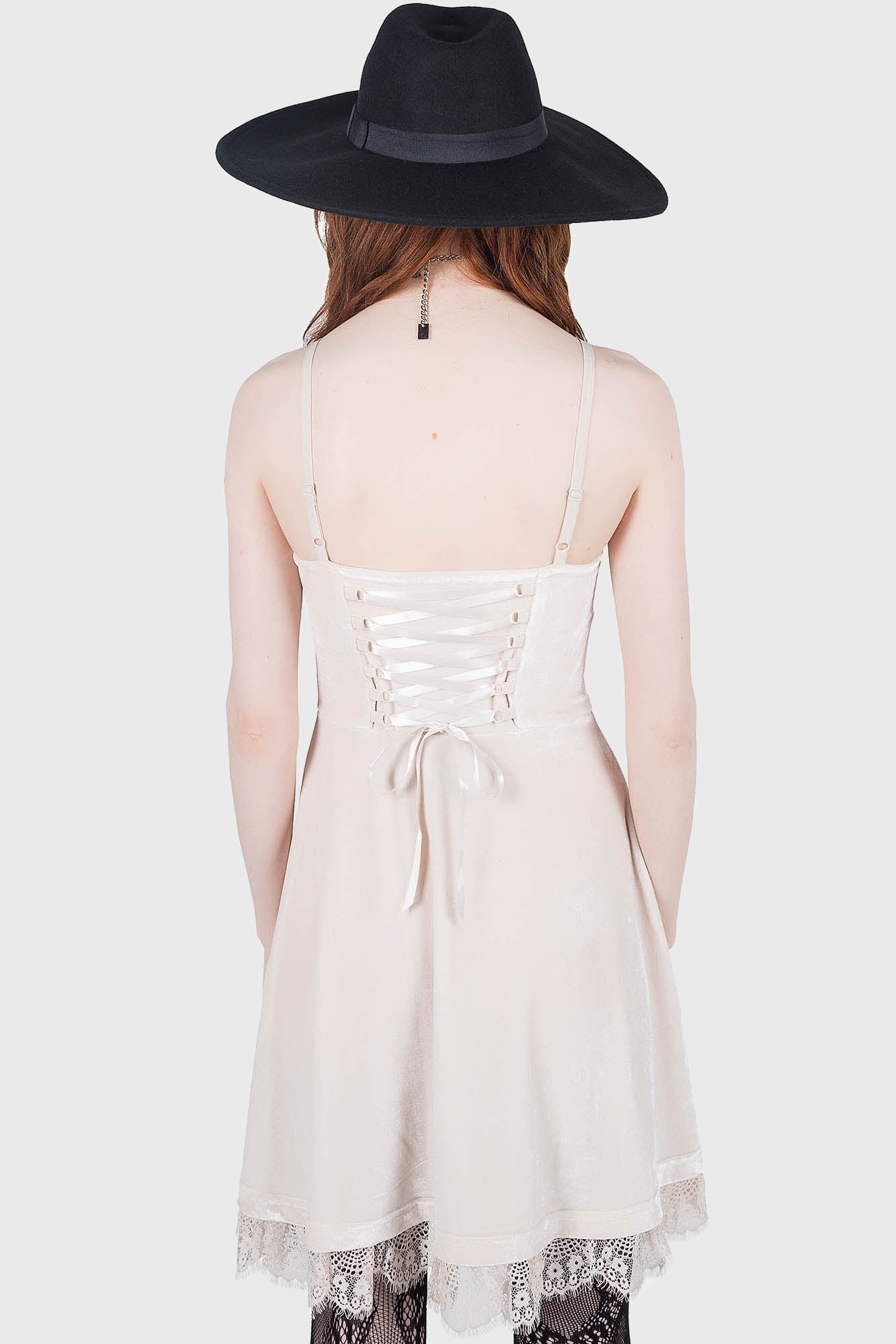 Moonstruck Velvet Skater Dress [Ivory] Killstar