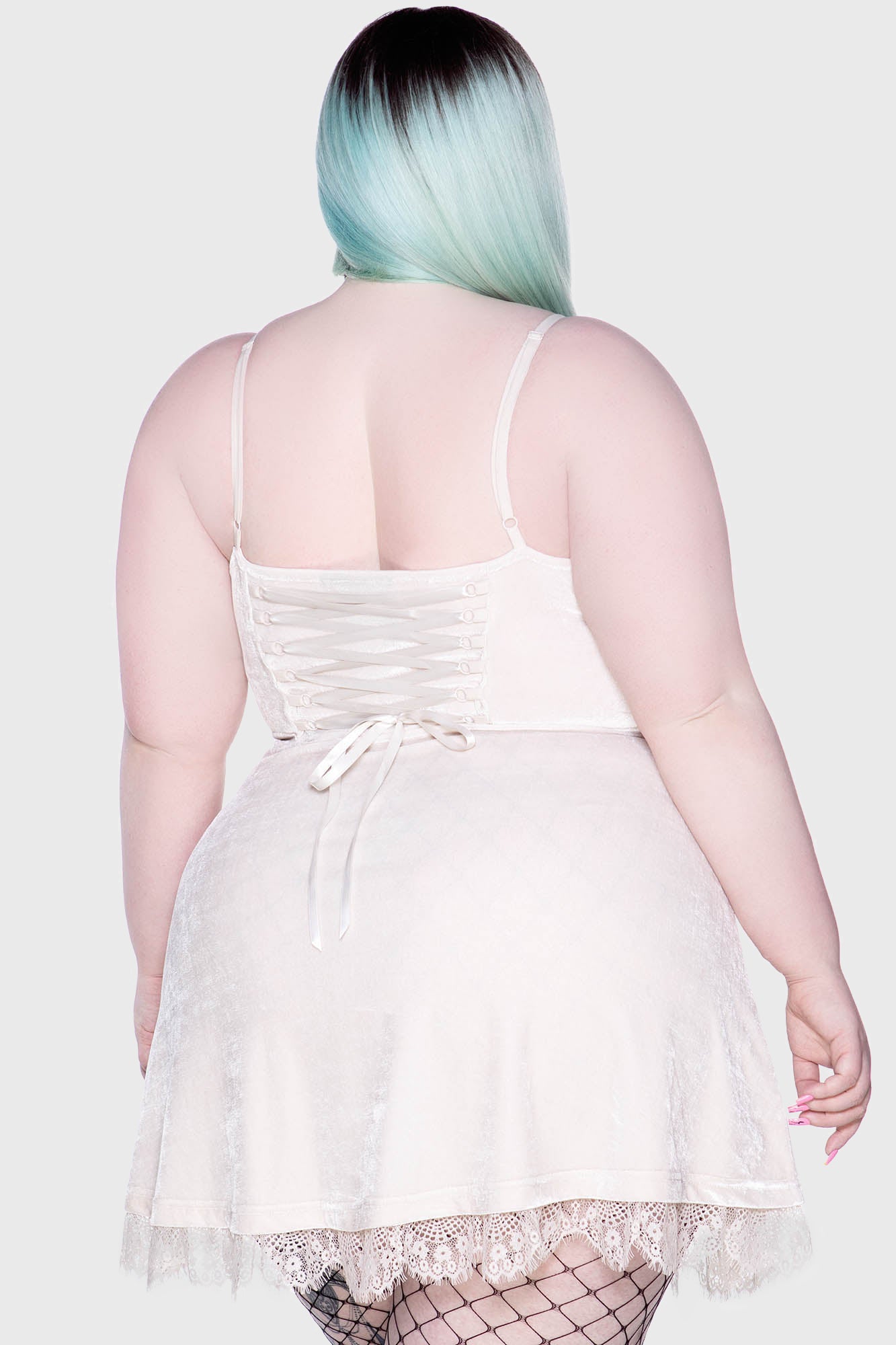 Moonstruck Velvet Skater Dress [Ivory] Killstar