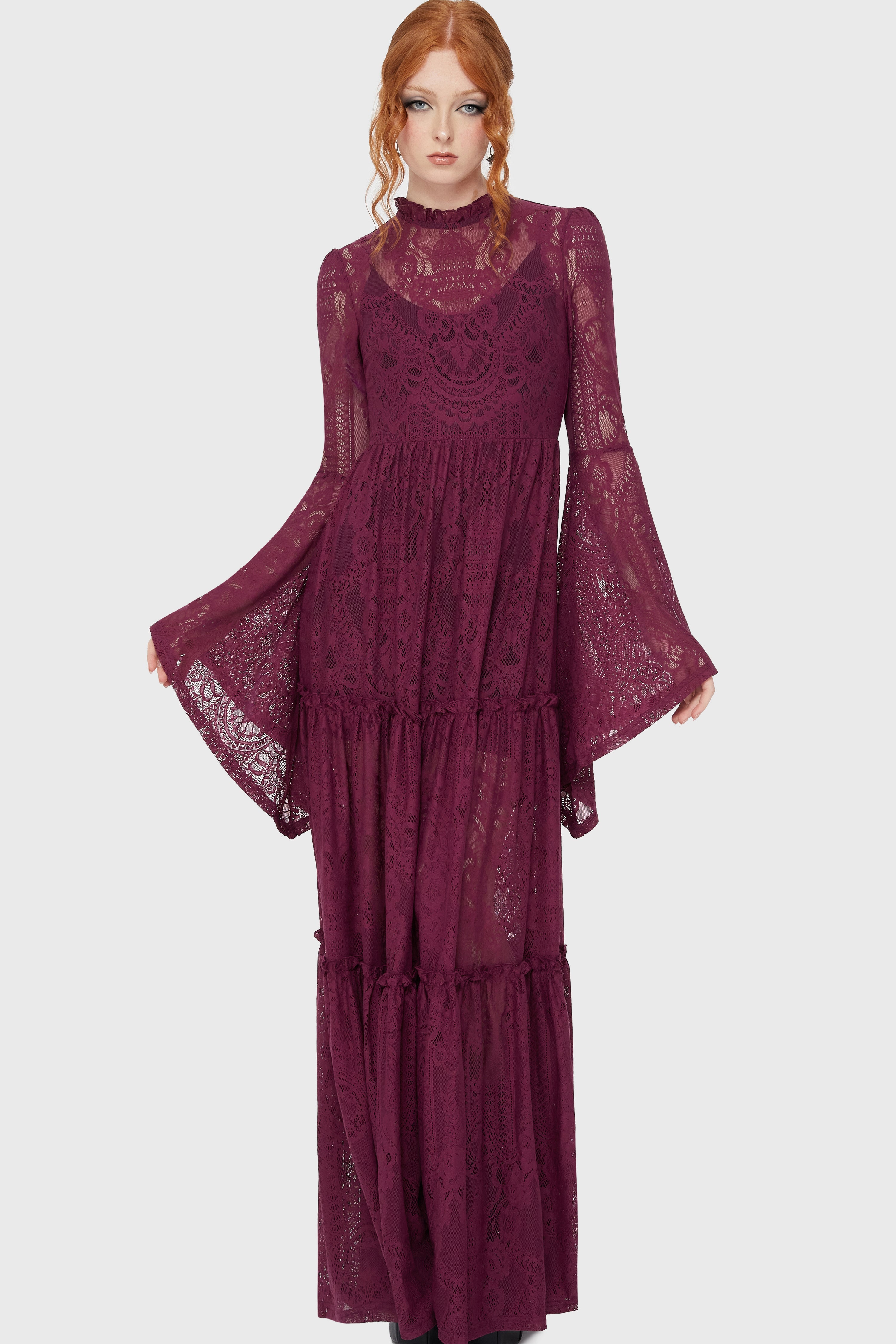 Hecate Lace Maxi Dress [Plum] Killstar