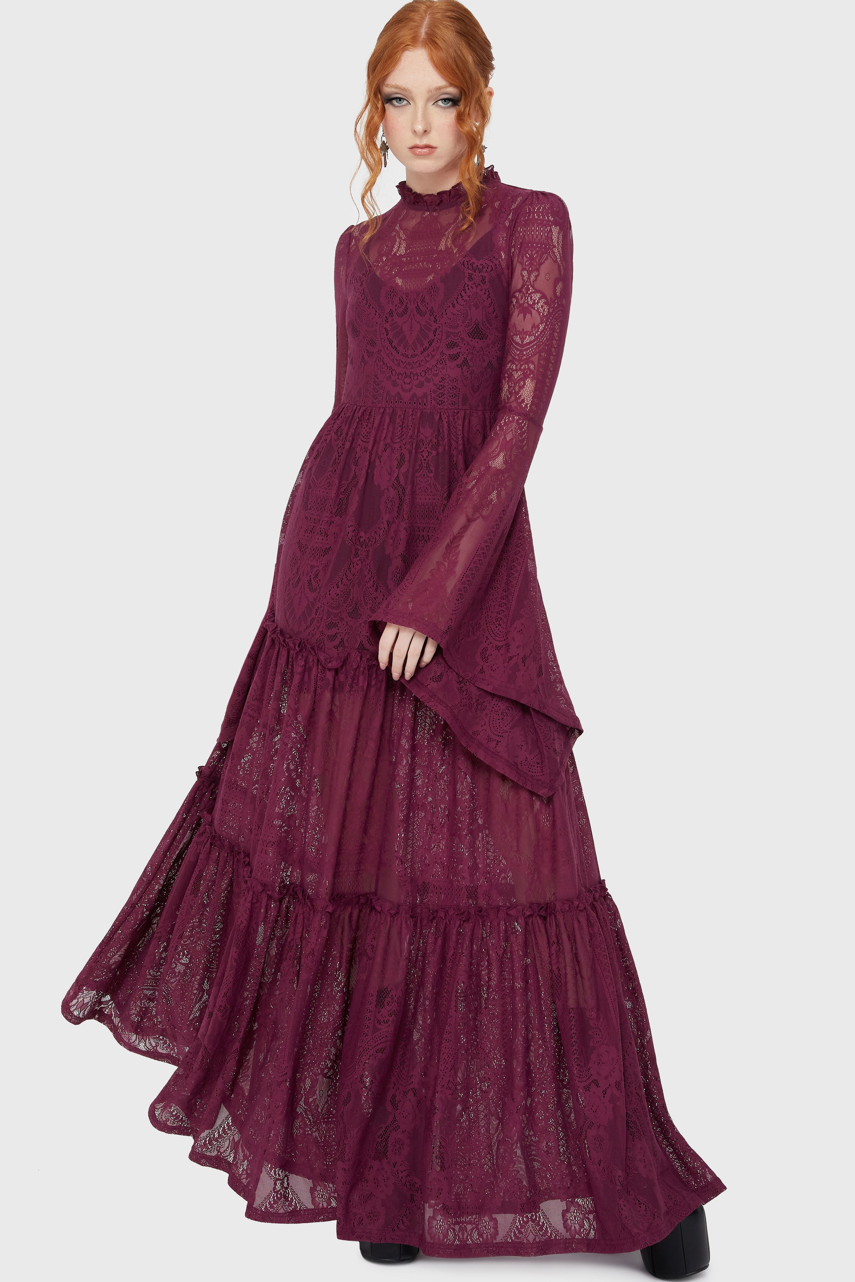 Hecate Lace Maxi Dress [Plum] Killstar