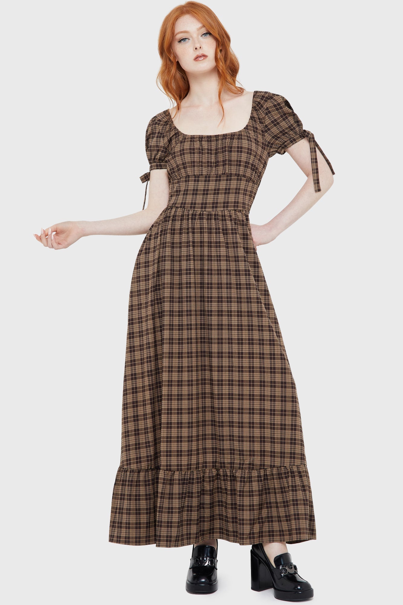 Grim Gretchen Dress [BROWN TARTAN] Killstar