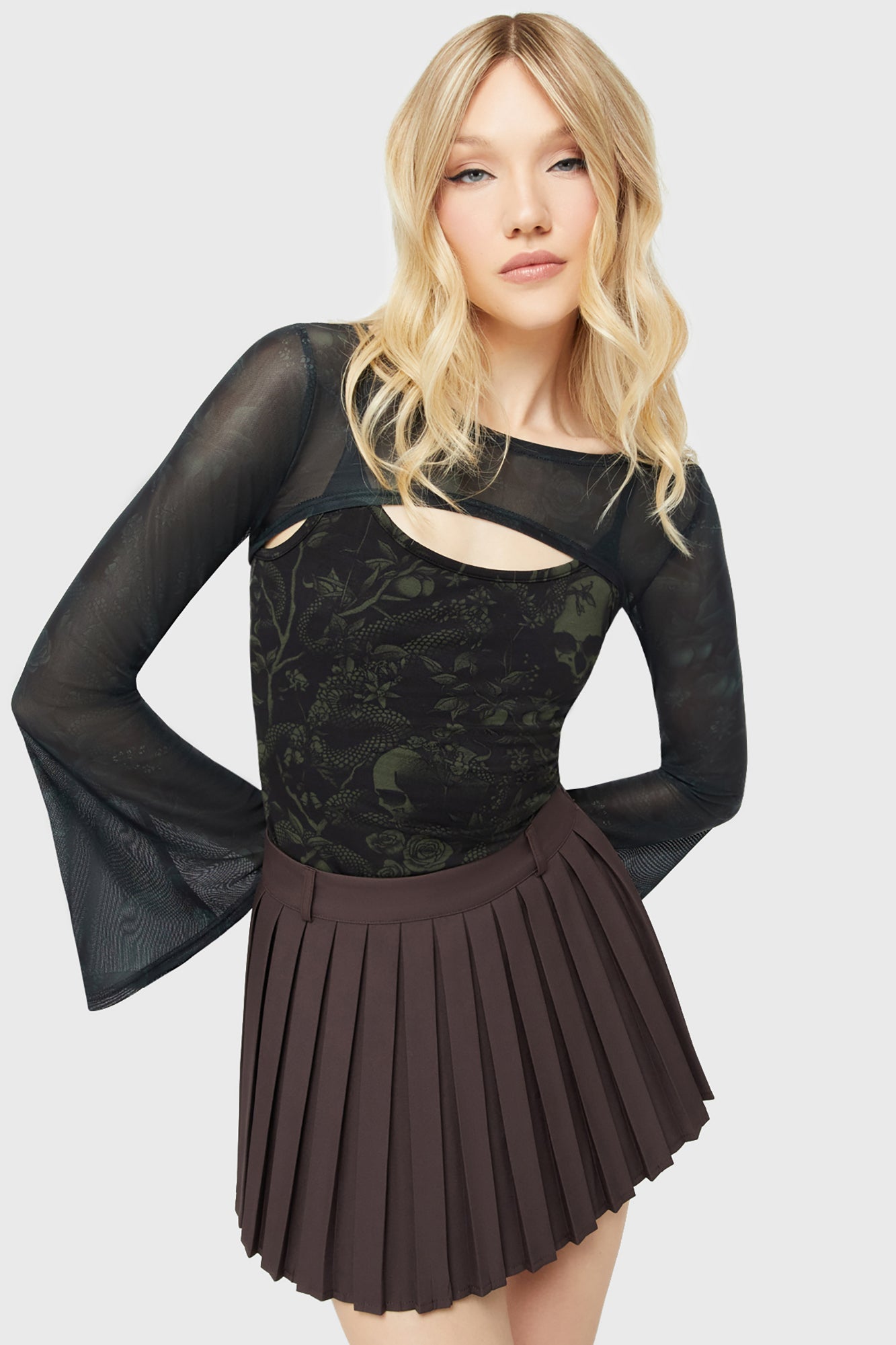 Nightshade's Curse Mini Skirt [BROWN] Killstar