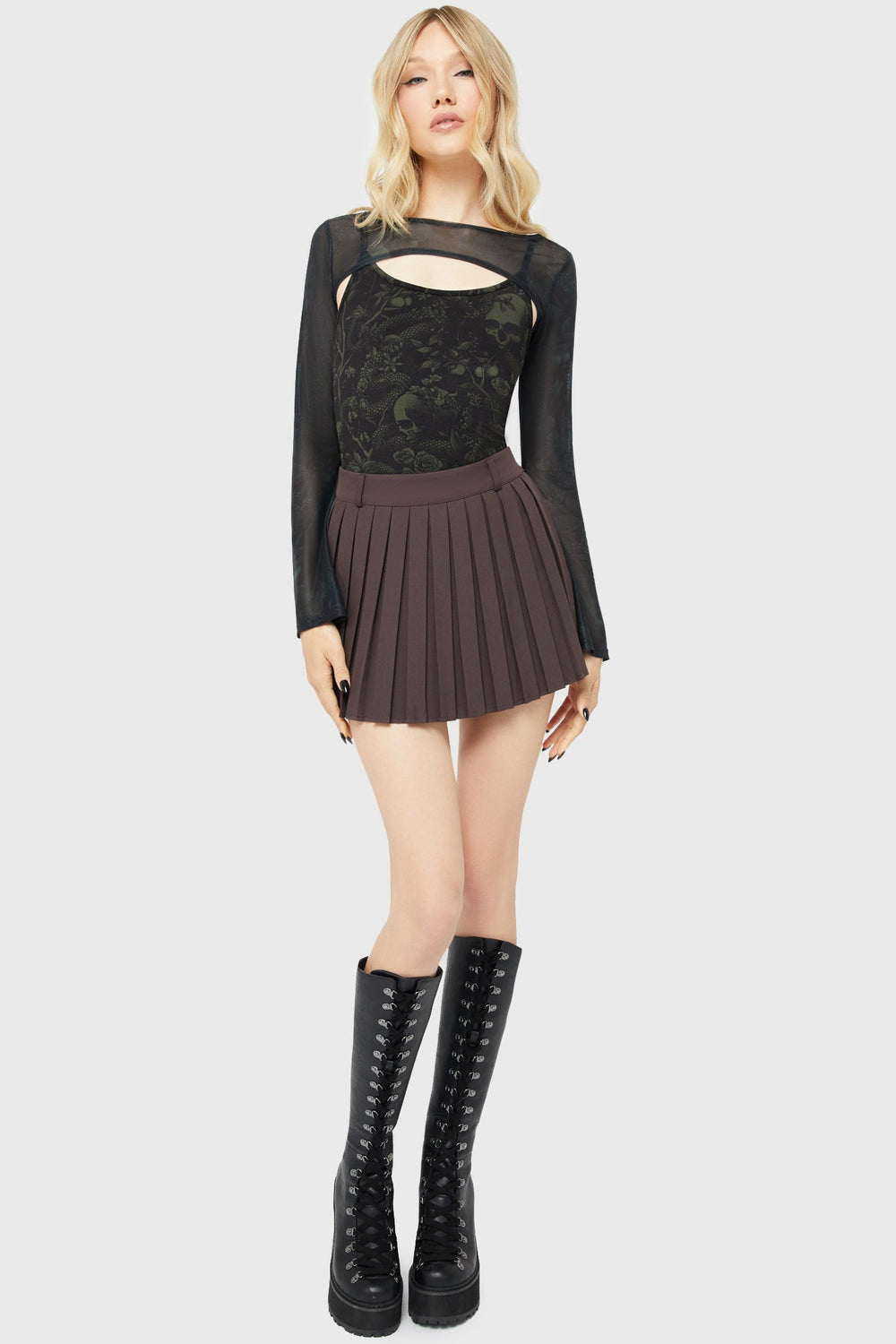 Nightshade's Curse Mini Skirt [BROWN] Killstar