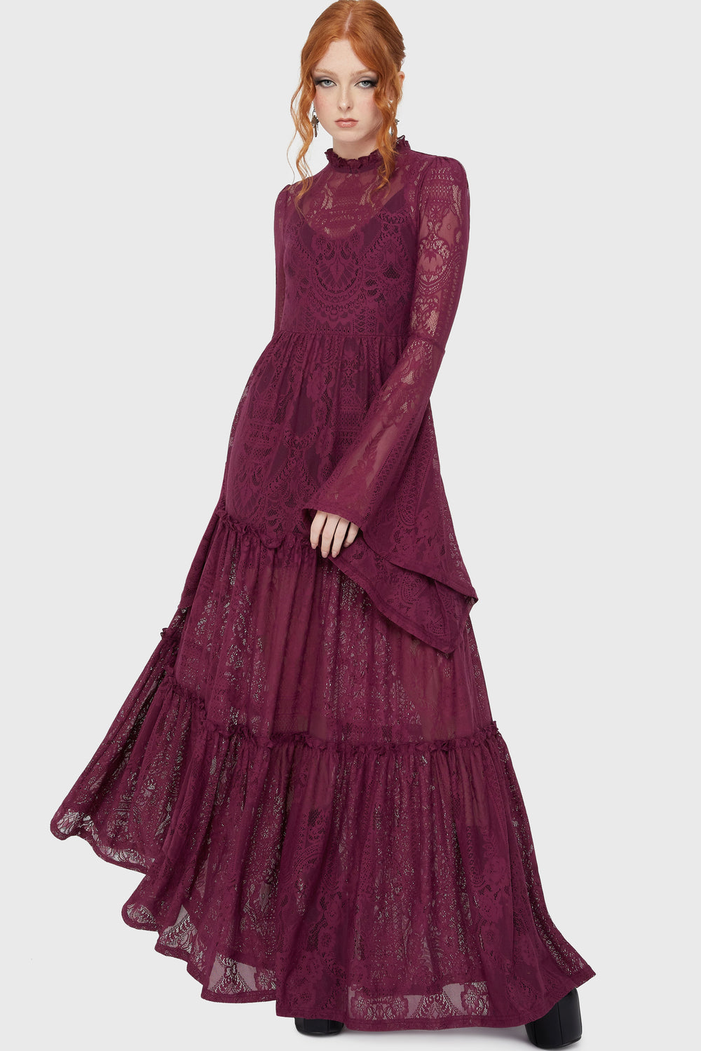 Hecate Lace Maxi Dress [Plum] Killstar
