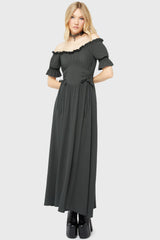 Jocasta Maxi Dress Short Sleeve [GREEN] Killstar