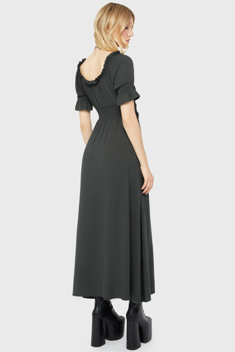 Jocasta Maxi Dress Short Sleeve [GREEN] Killstar