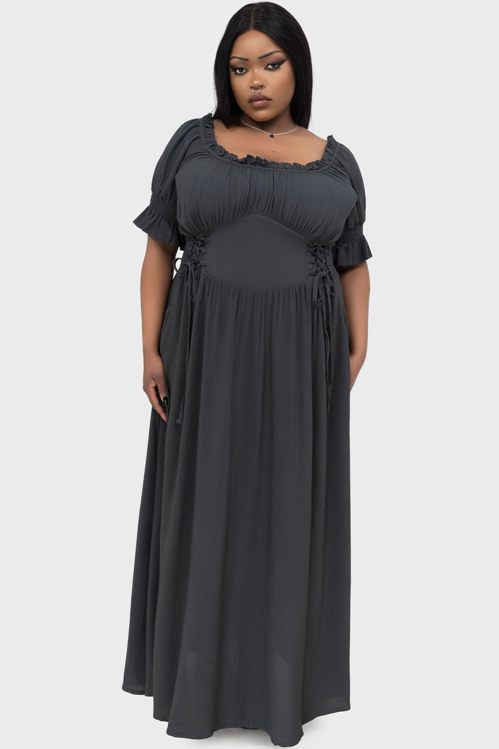 Jocasta Maxi Dress Short Sleeve [GREEN] Killstar