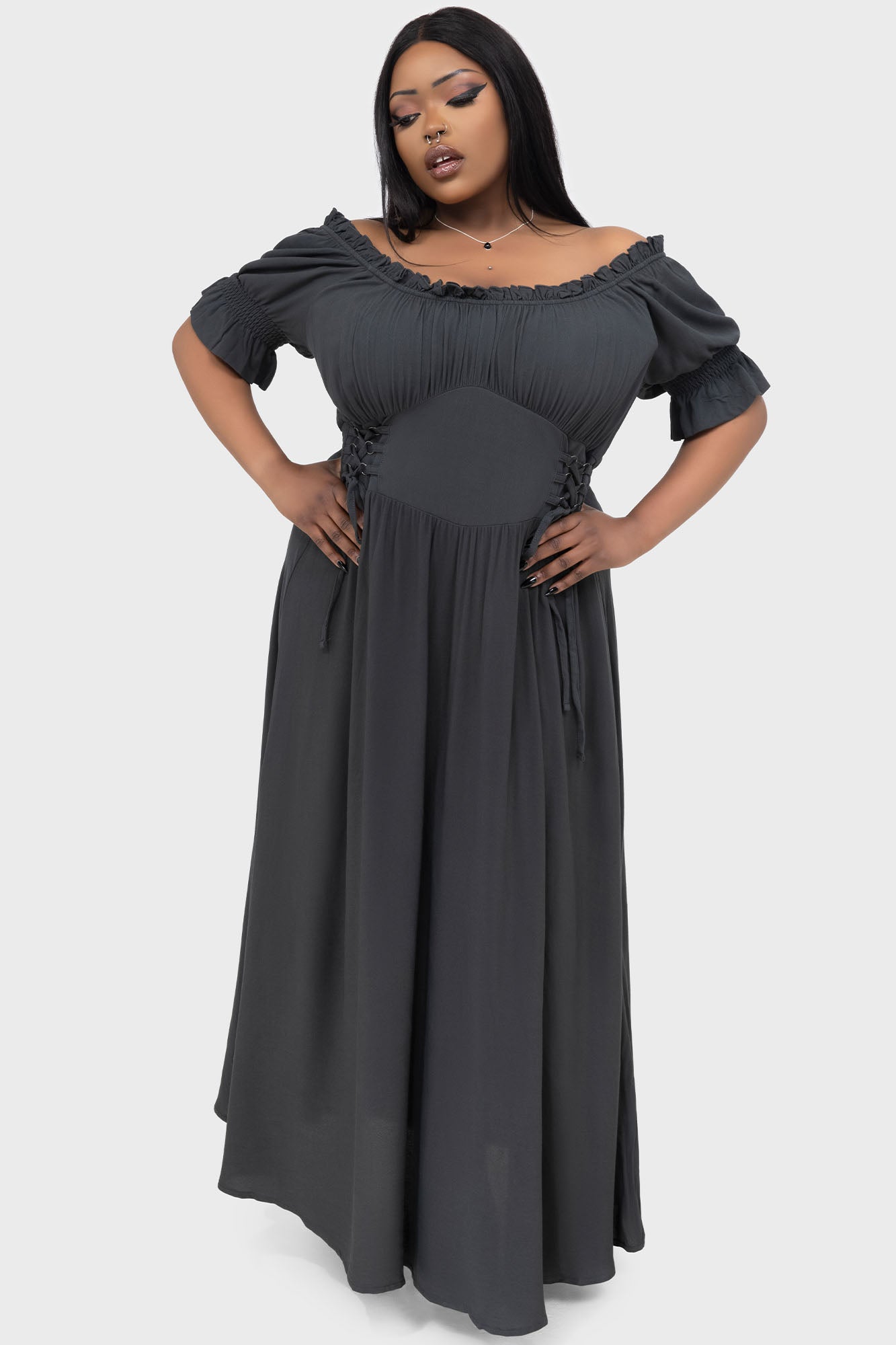 Jocasta Maxi Dress Short Sleeve [GREEN] Killstar