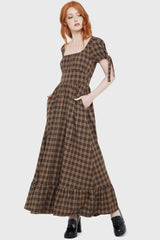 Grim Gretchen Dress [BROWN TARTAN] Killstar