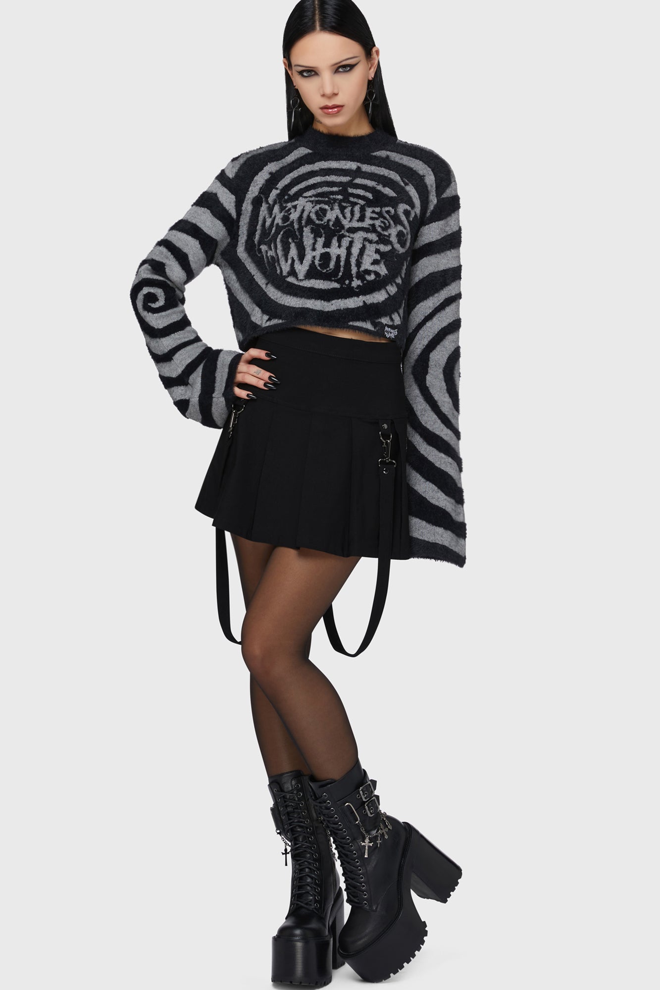 Voices Spiral Crop Sweater Killstar